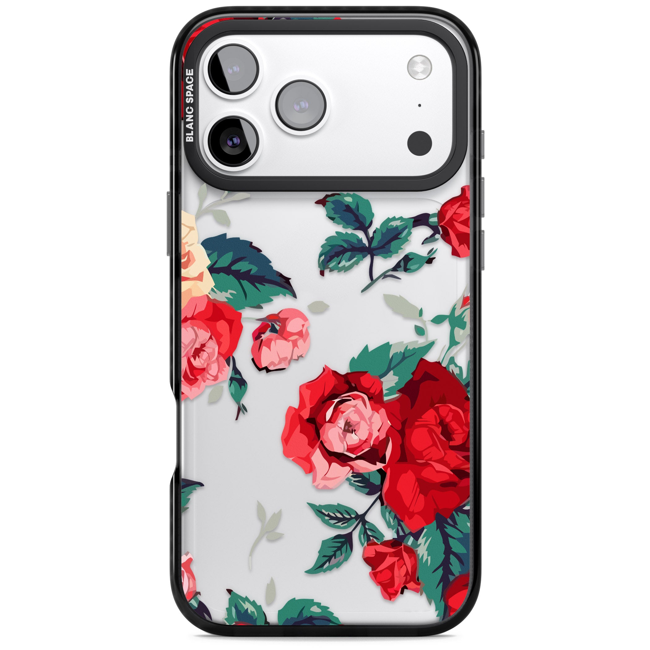 Rose Pattern iPhone 17 Pro Max Impact Black Phone Case
