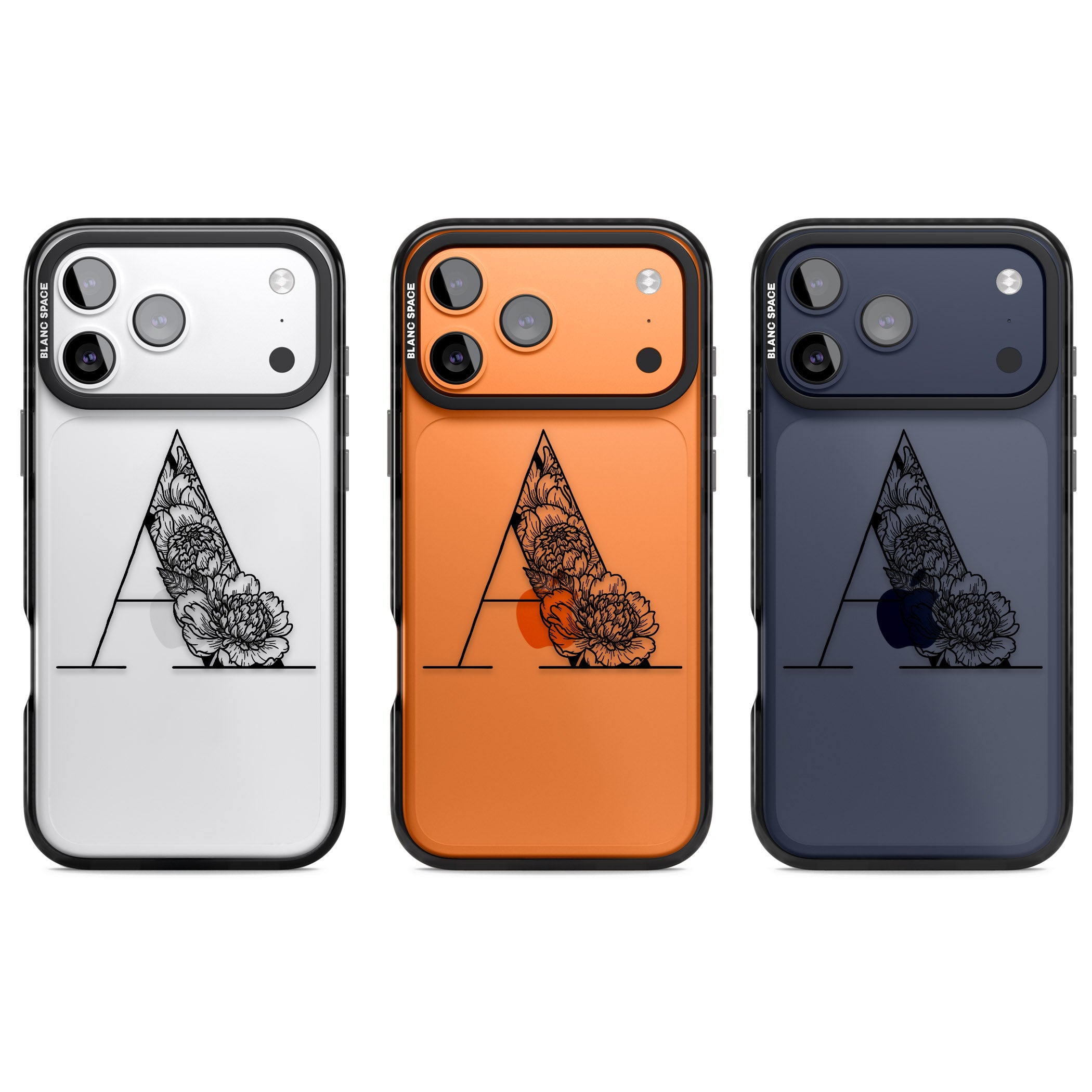 Personalised Floral Monogram iPhone 17 Pro Impact Black Phone Case APT Impact Protection