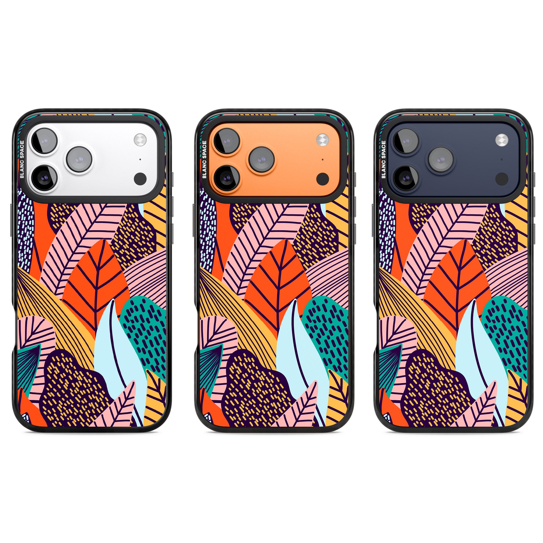 Abstract Leaves iPhone 17 Pro Impact Black Phone Case APT Impact Protection