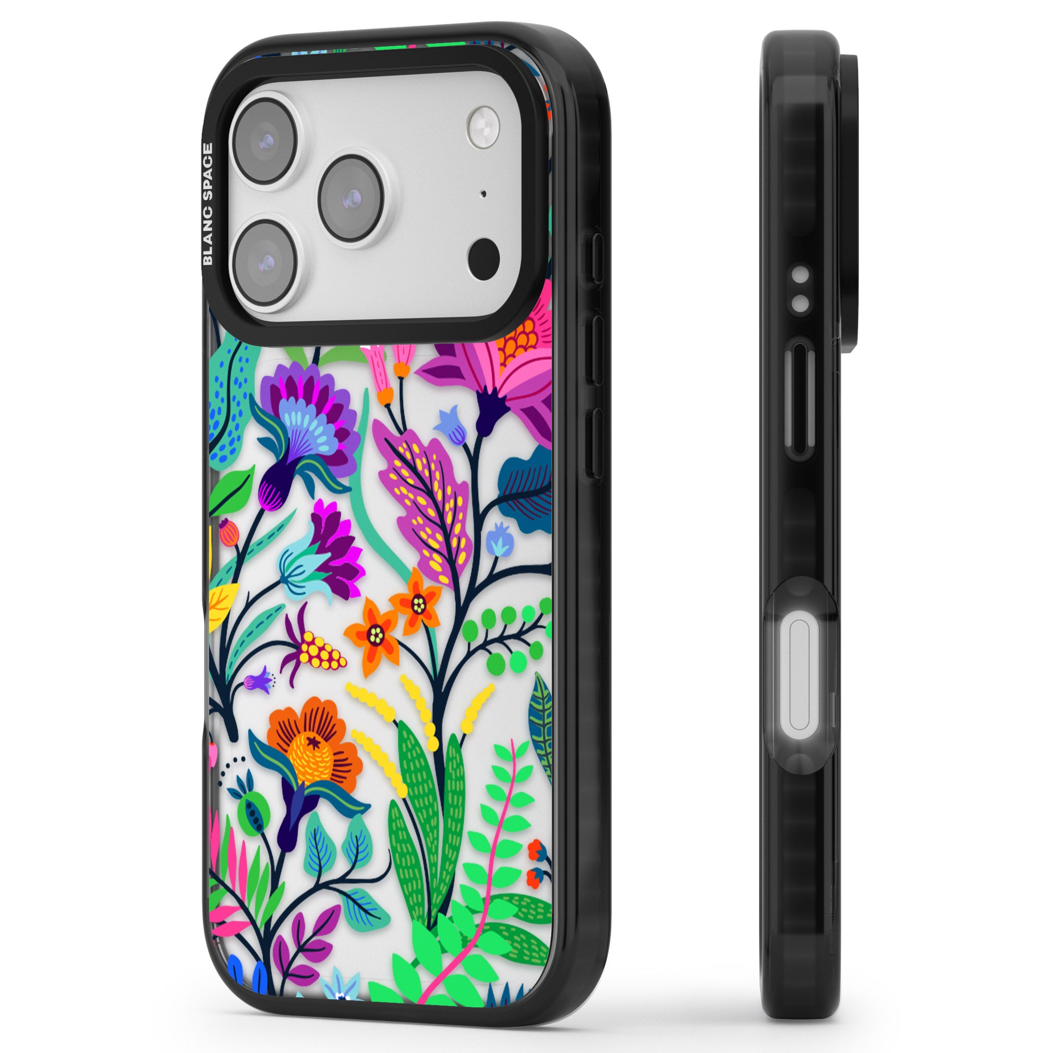 Floral Vibe iPhone 17 Pro Max Impact Black Phone Case Side Profile