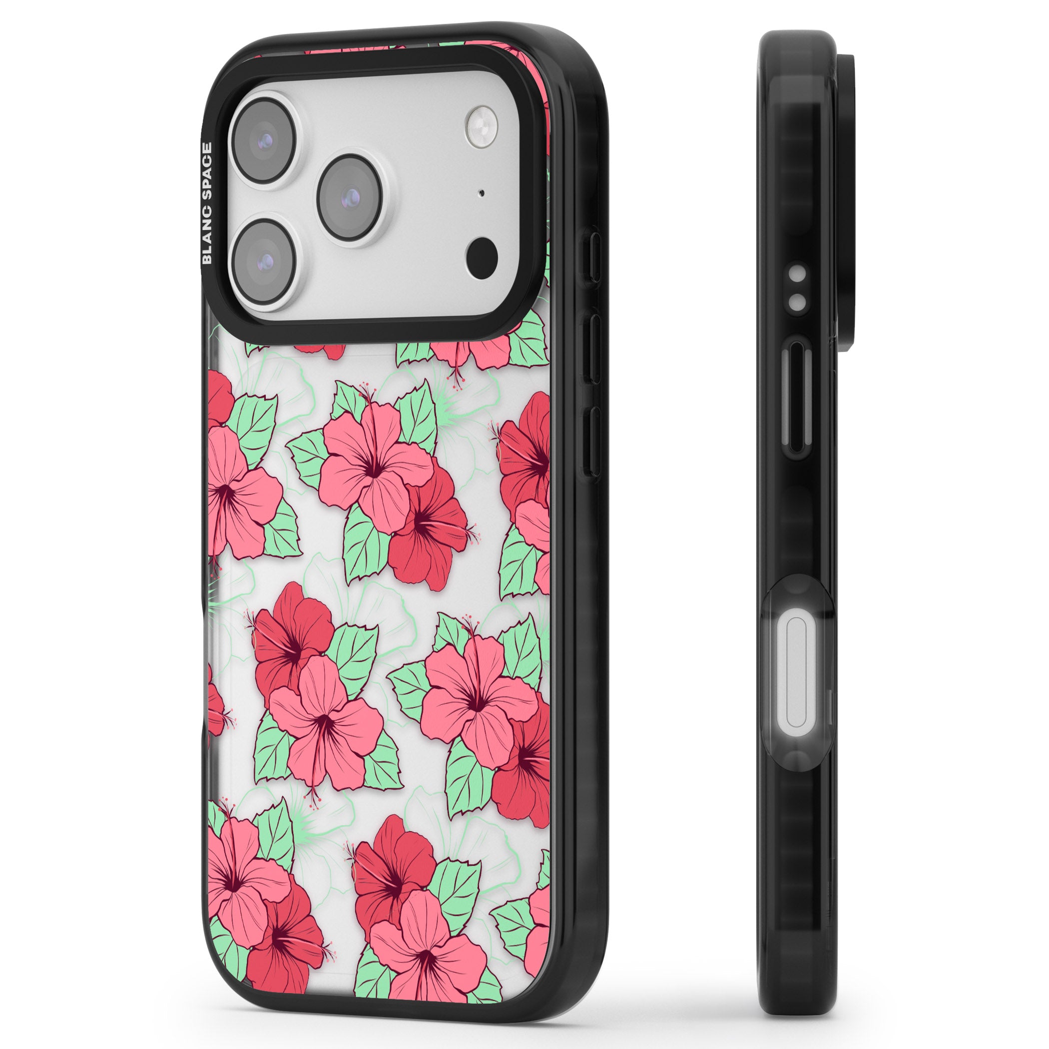 Pink Peony iPhone 17 Pro Max Impact Black Phone Case Side Profile