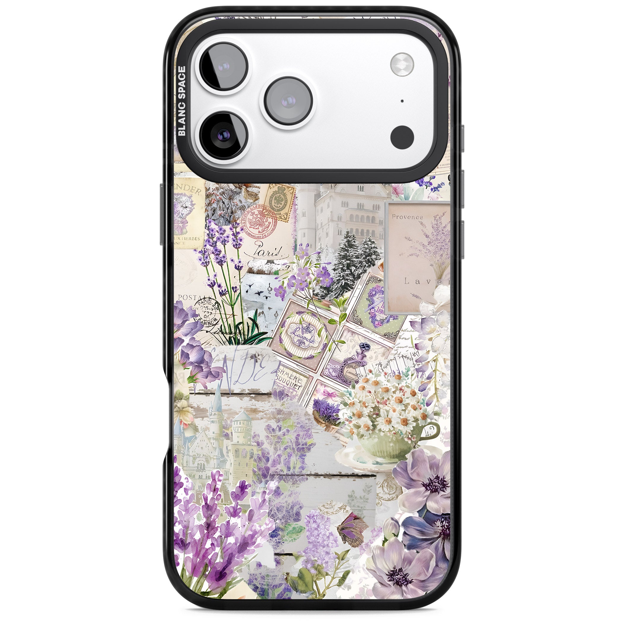 Soft Lavender Collage iPhone 17 Pro Max Impact Black Phone Case