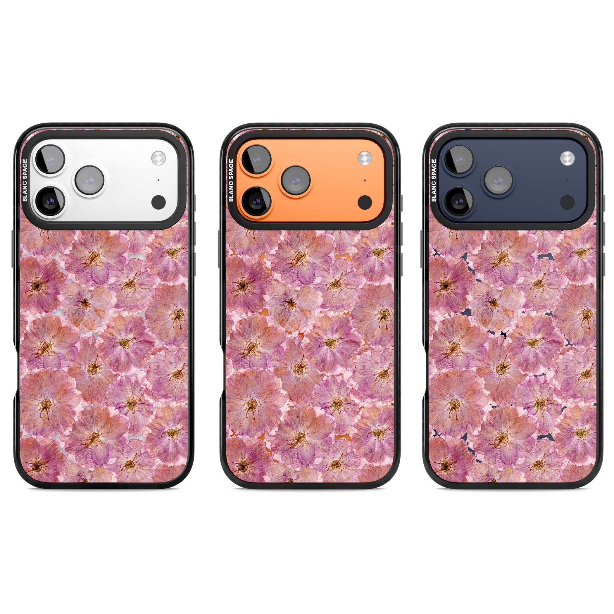 Large Pink Florals iPhone 17 Pro Impact Black Phone Case APT Impact Protection