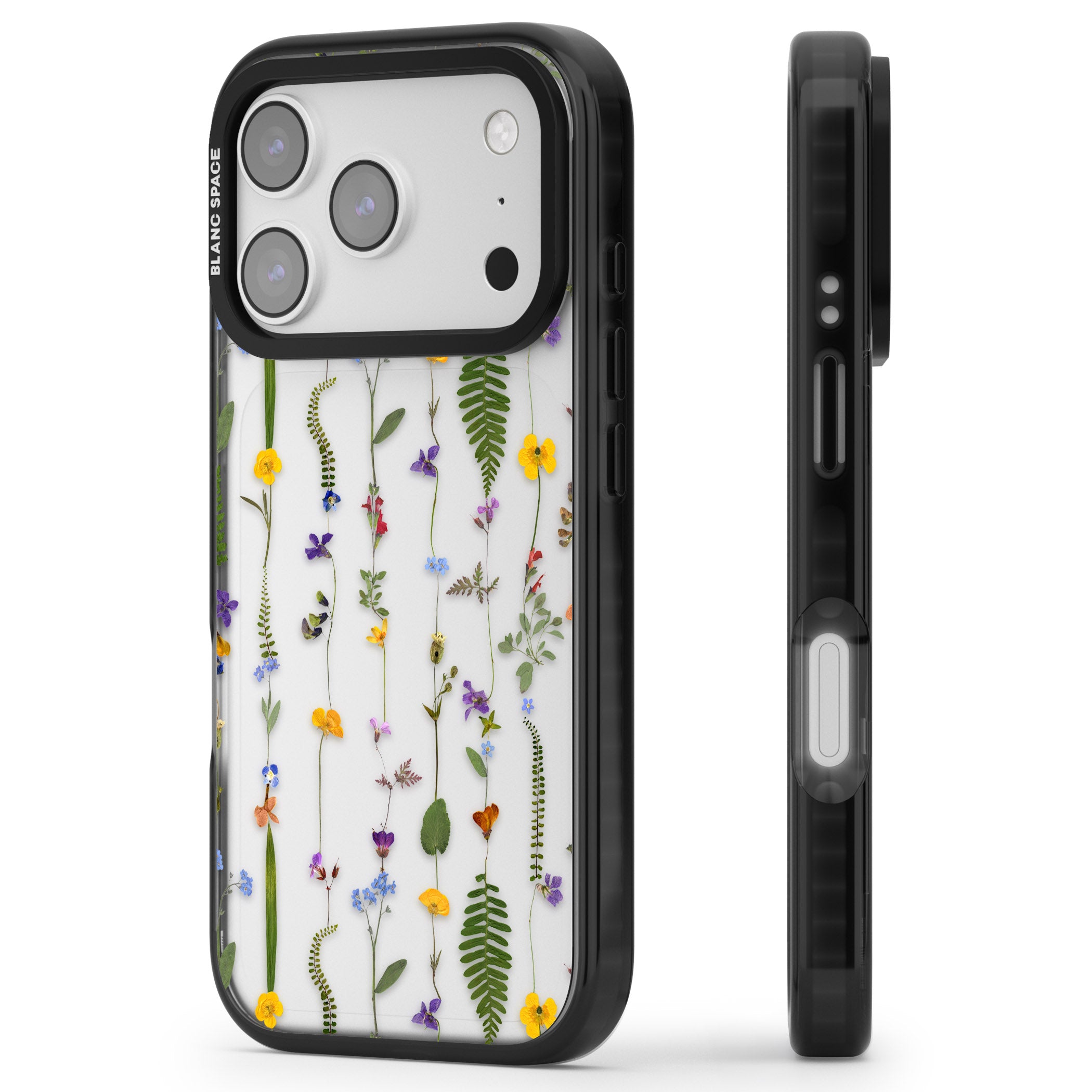 Wildflower Chain iPhone 17 Pro Max Impact Black Phone Case Side Profile