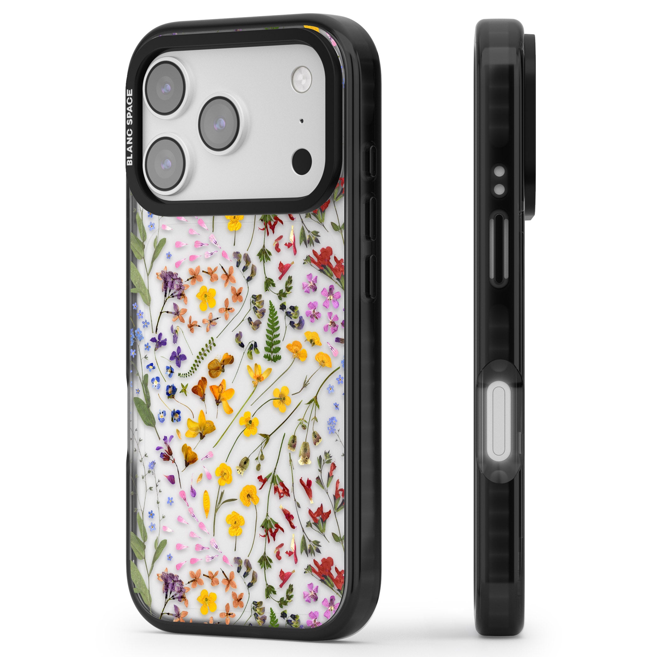 Wildflower iPhone 17 Pro Max Impact Black Phone Case Side Profile