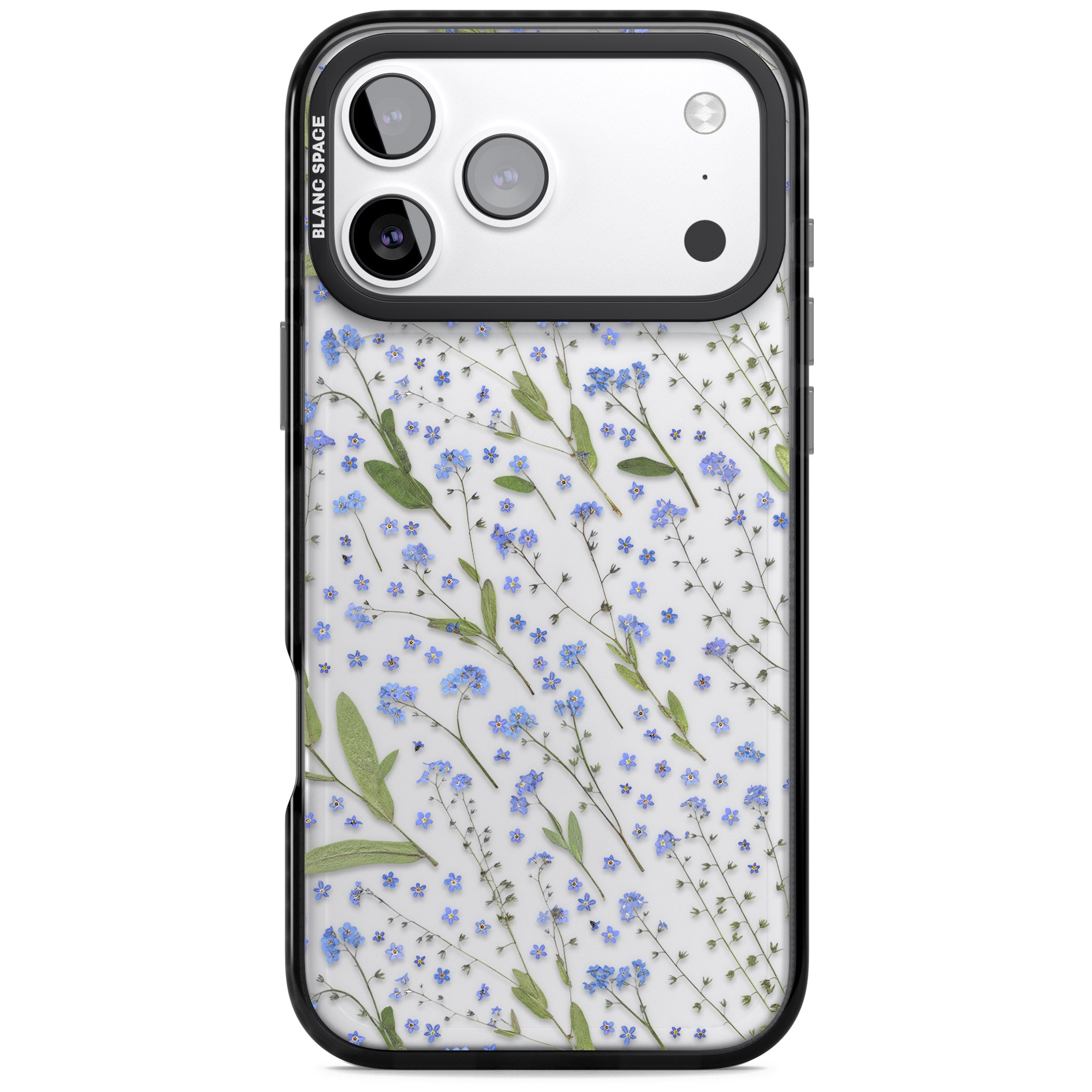 Blue Meadow Floral iPhone 17 Pro Max Impact Black Phone Case