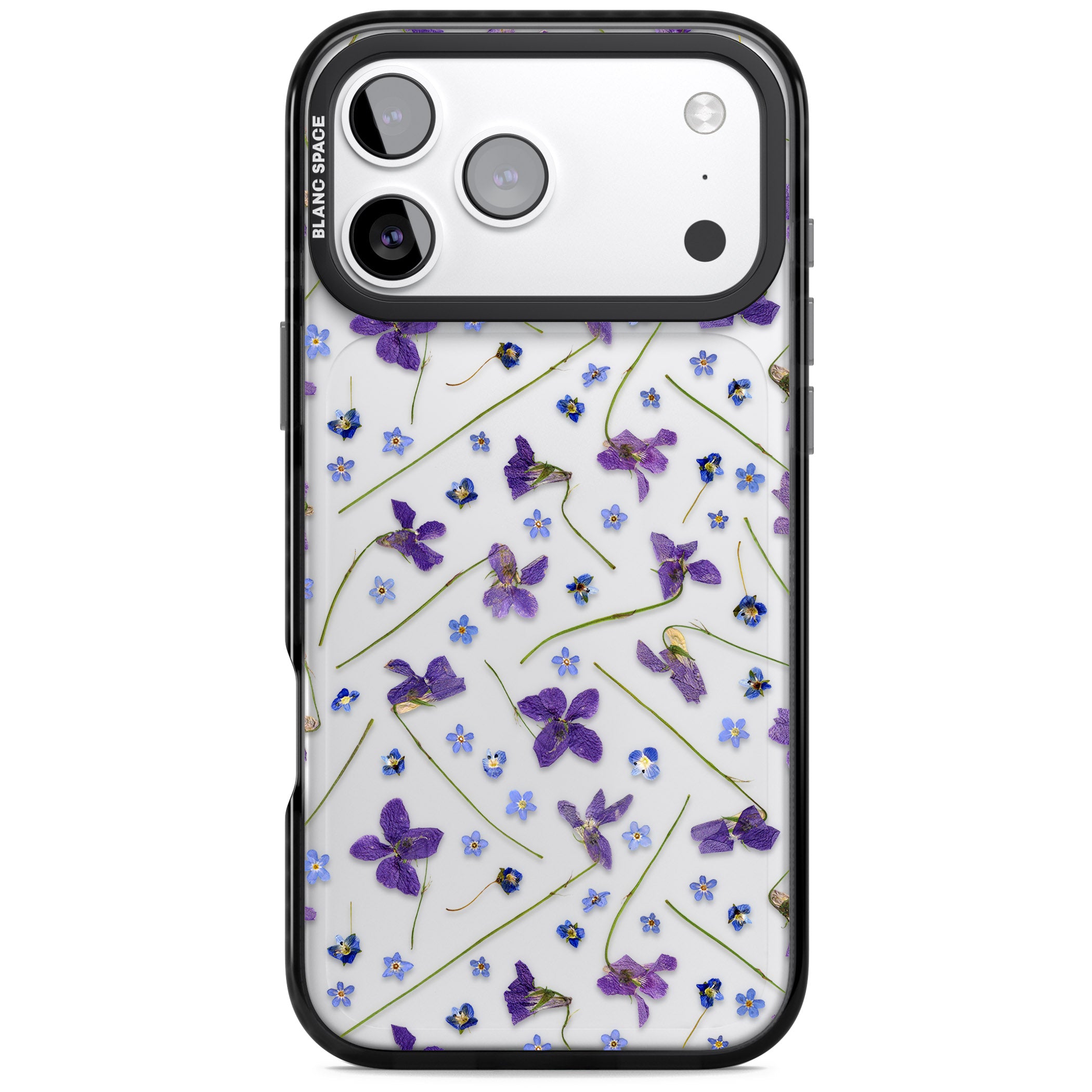 Pressed Violet Flower iPhone 17 Pro Max Impact Black Phone Case