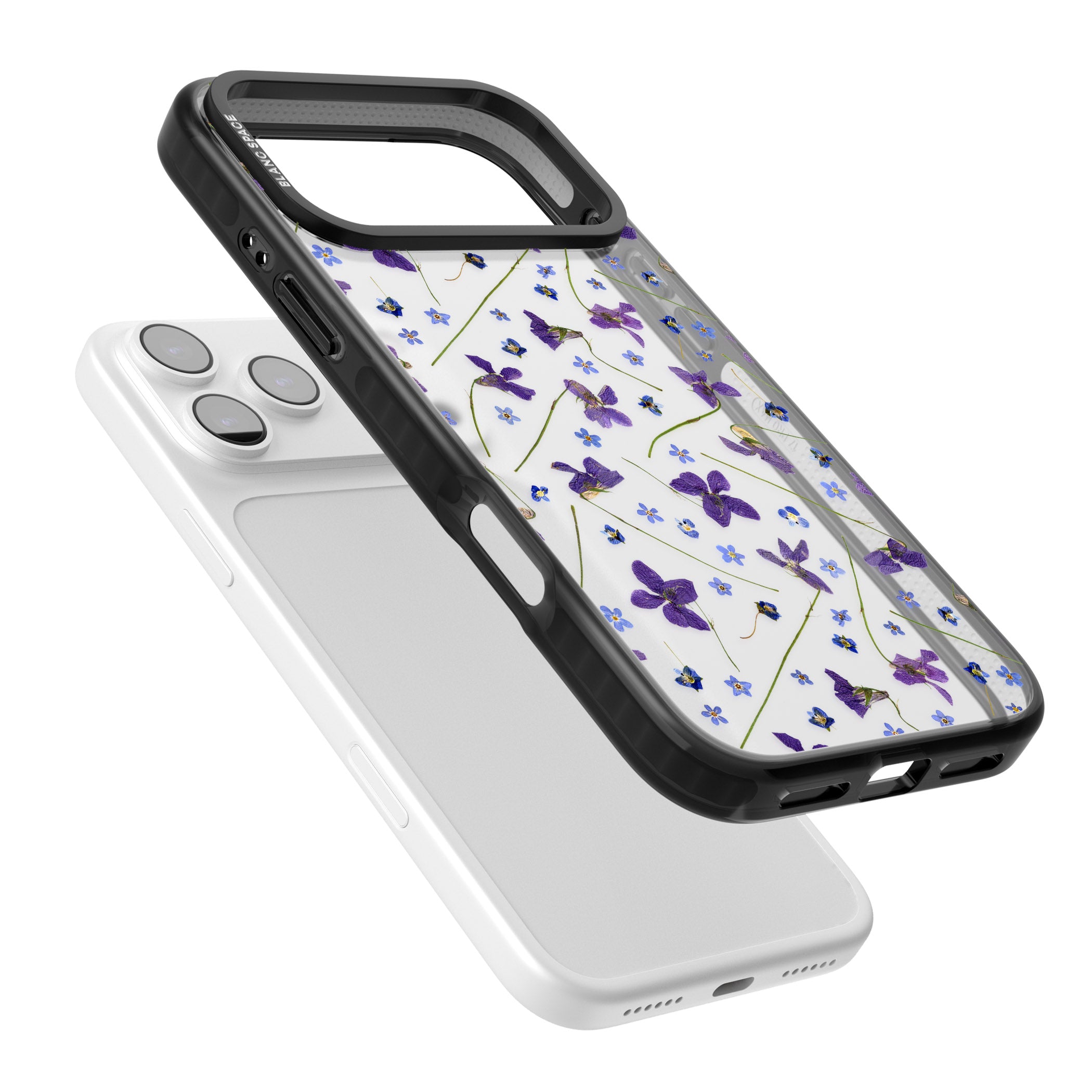 Pressed Violet Flower iPhone 17 Pro Max Impact Black Phone Case Colours