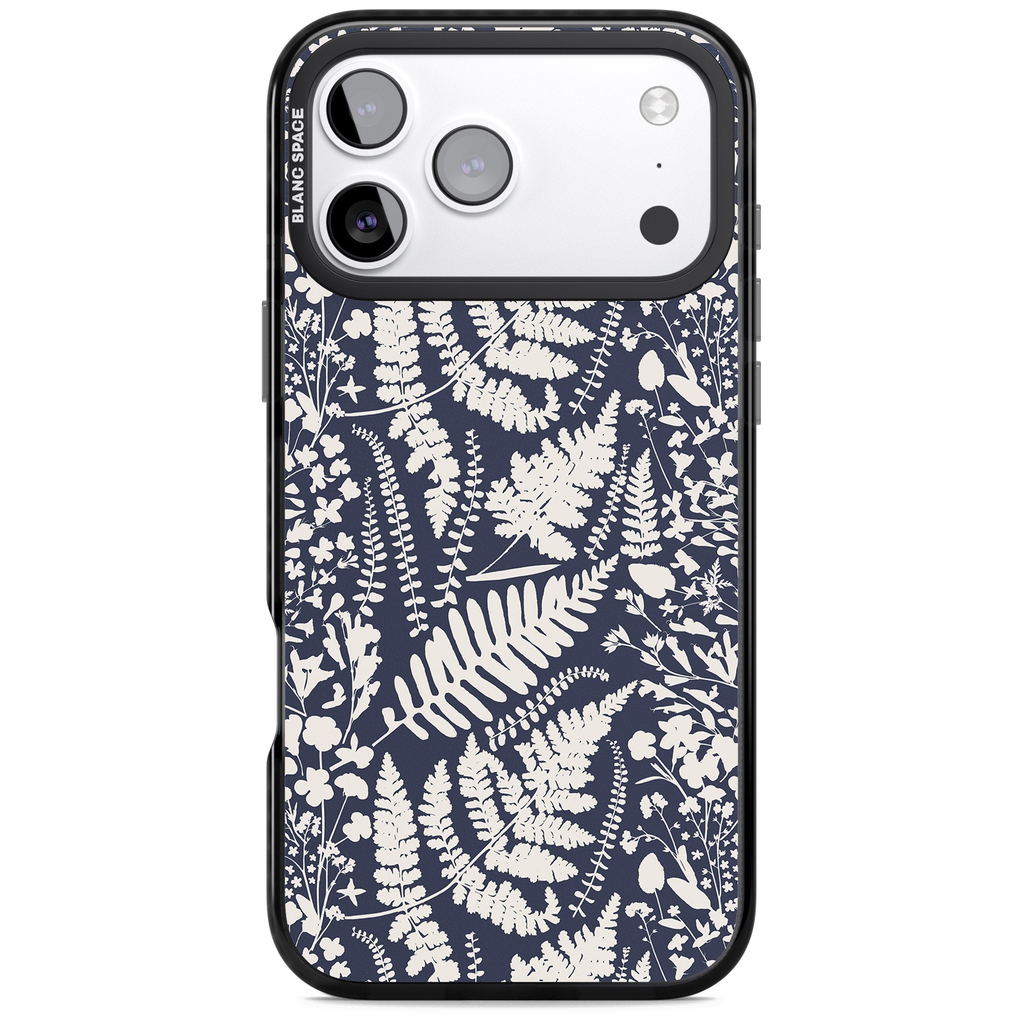 Wildflowers & Ferns On Navy iPhone 17 Pro Max Impact Black Phone Case