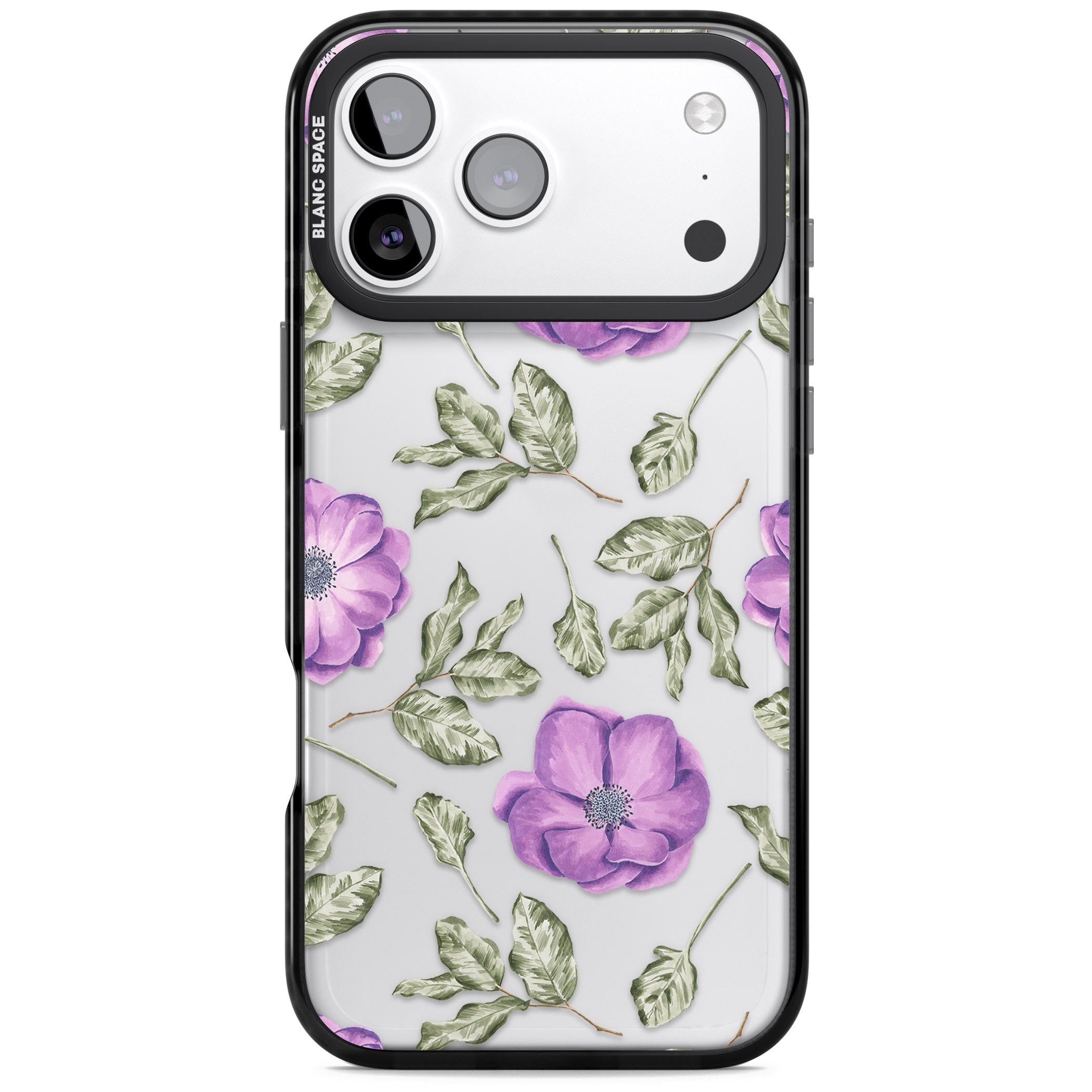 Purple Bloom Floral iPhone 17 Pro Max Impact Black Phone Case