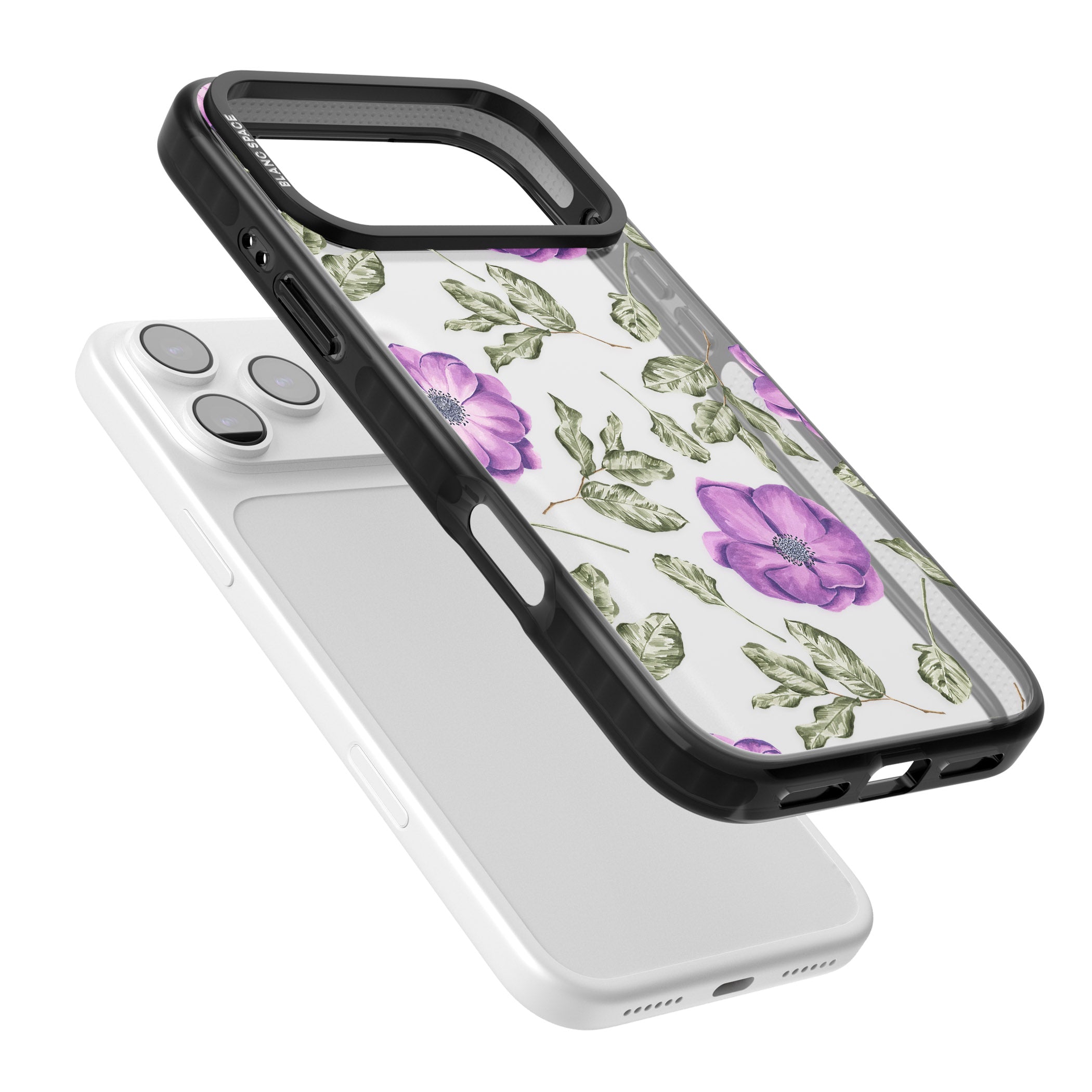 Purple Bloom Floral iPhone 17 Pro Max Impact Black Phone Case Colours