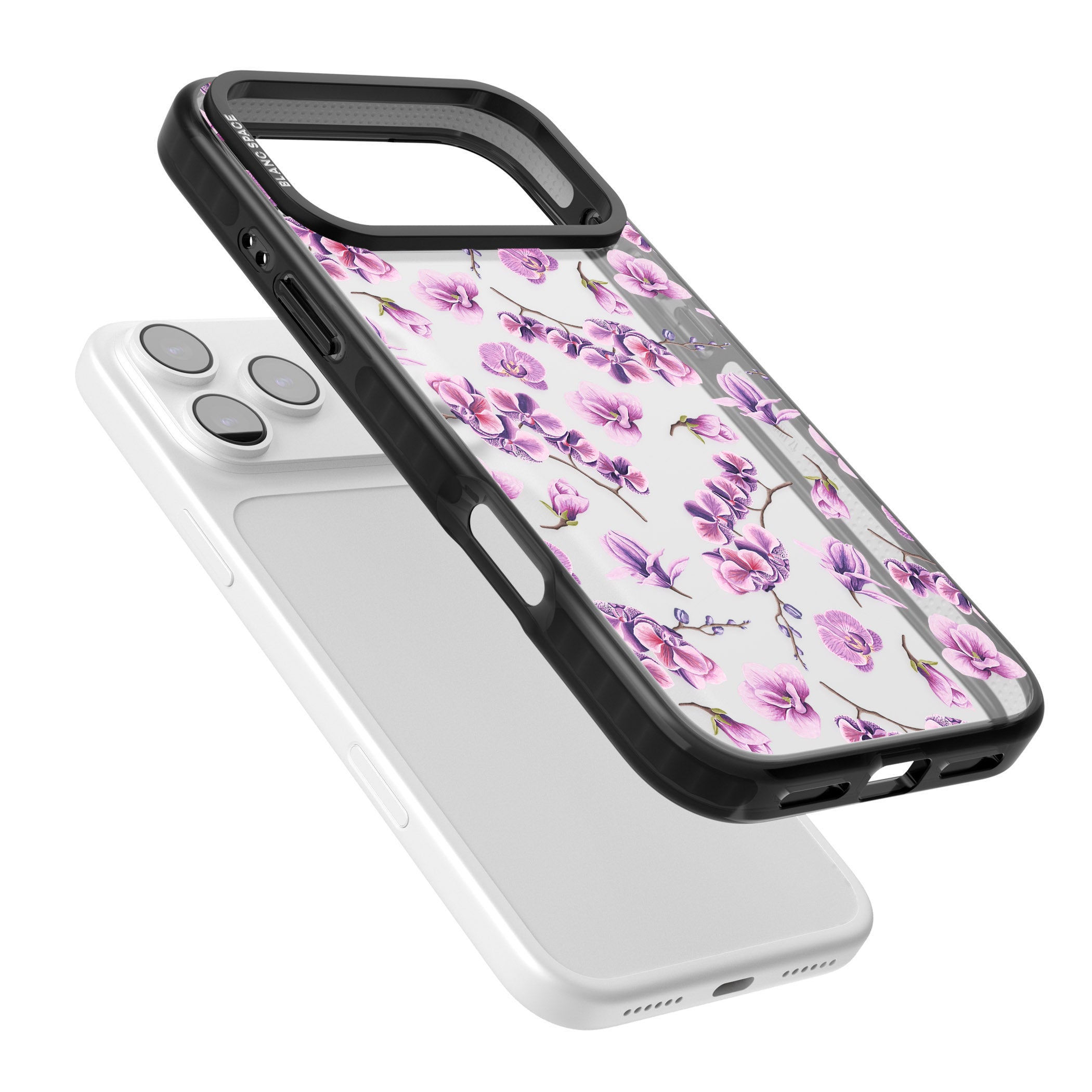 Purple Orchids Floral iPhone 17 Pro Max Impact Black Phone Case Colours