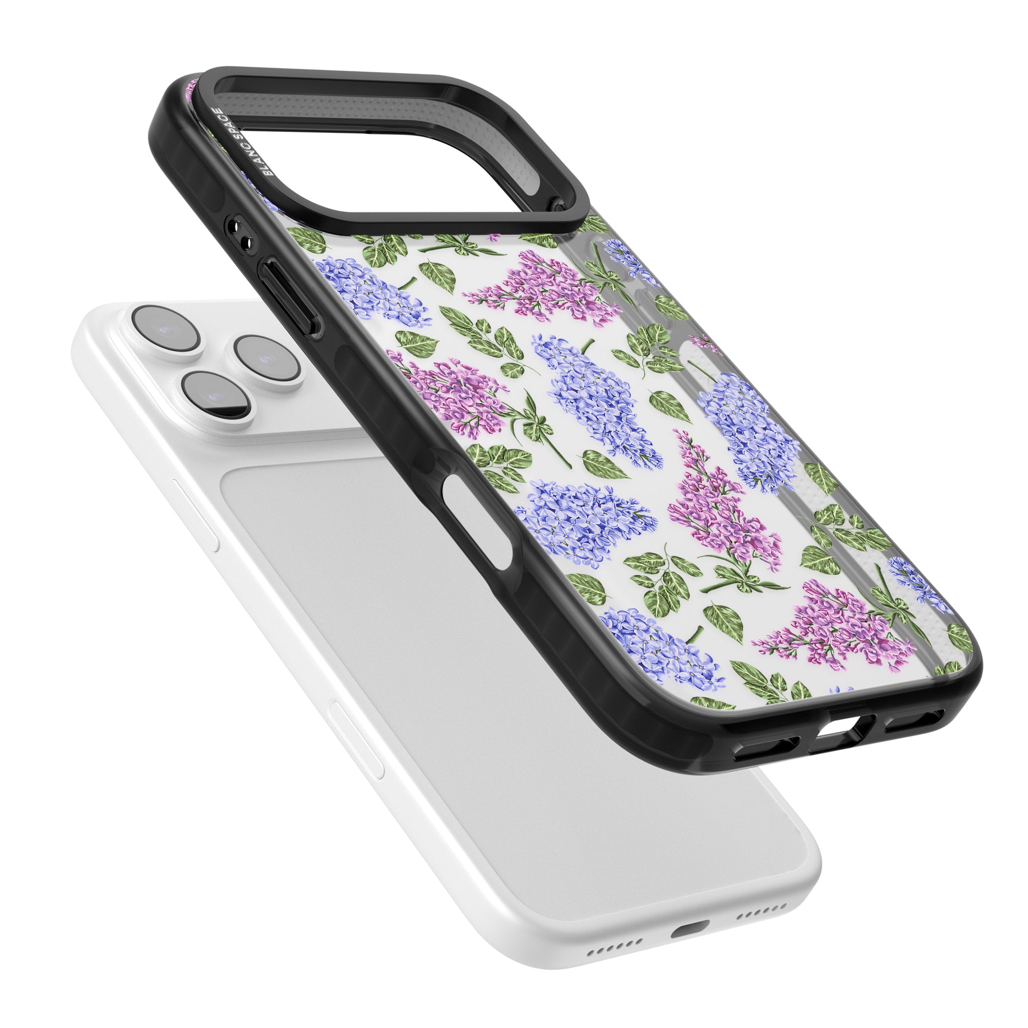 Purple Blossoms Transparent Floral iPhone 17 Pro Max Impact Black Phone Case Colours
