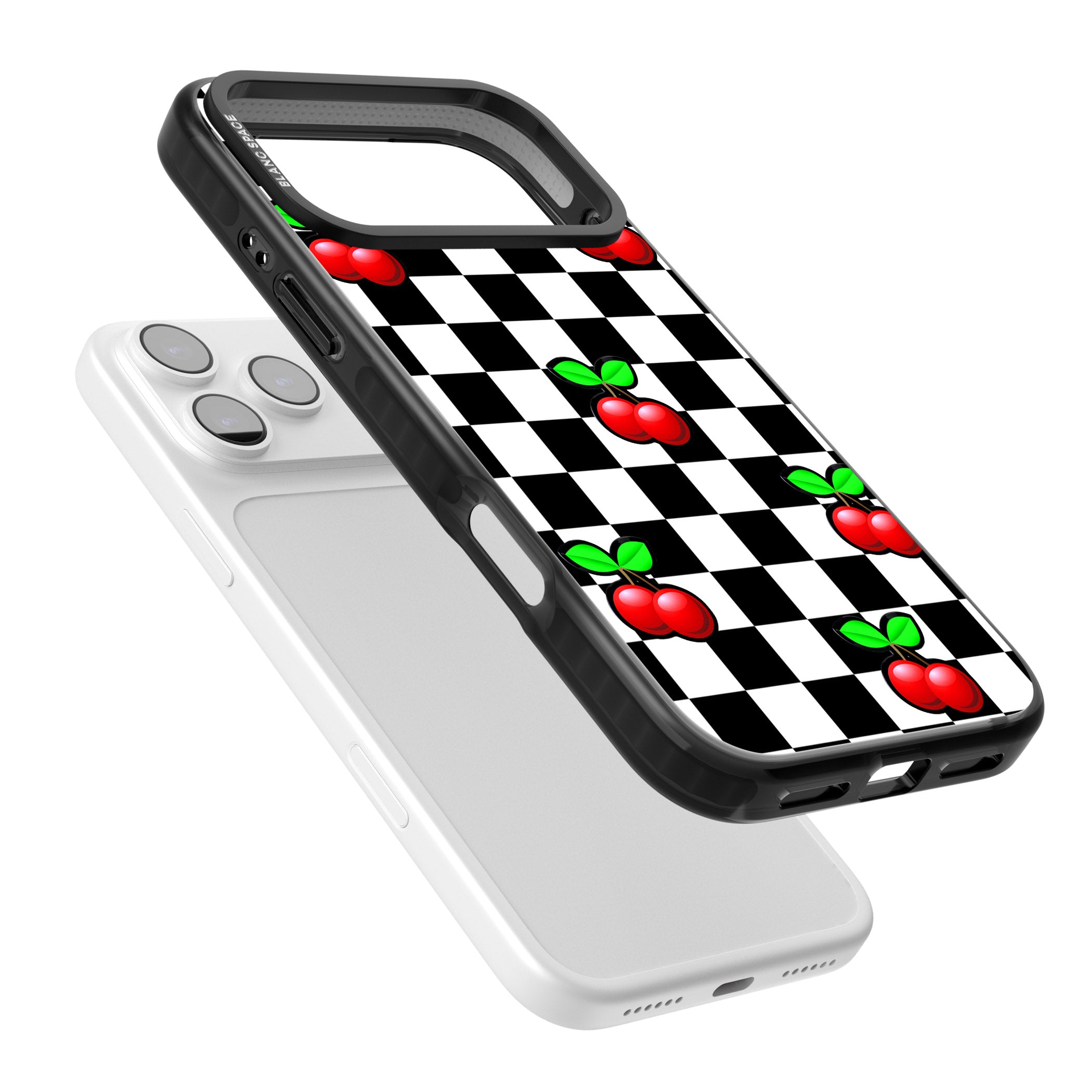 Checkered Cherry iPhone 17 Pro Max Impact Black Phone Case Colours