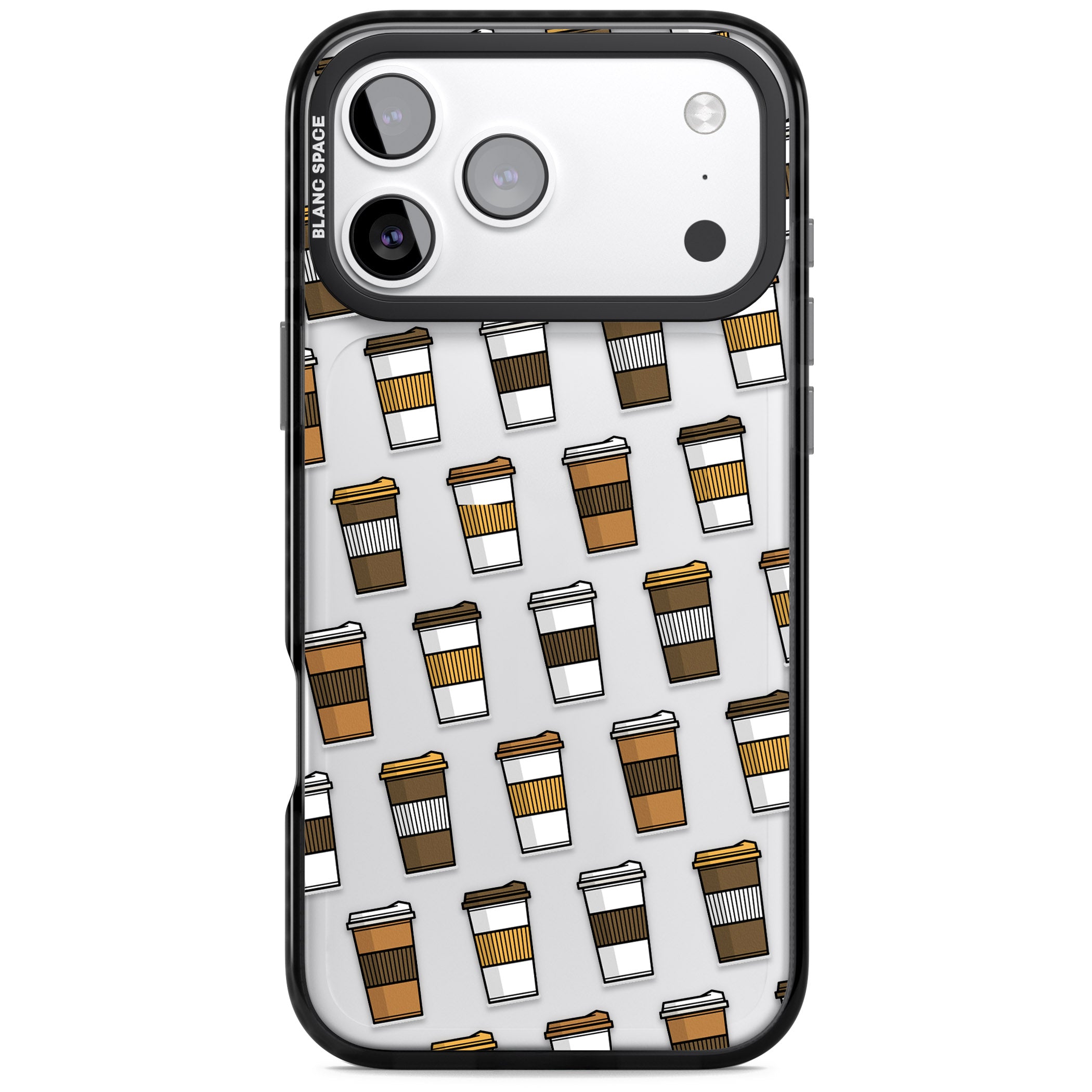 Coffee Cup Pattern iPhone 17 Pro Max Impact Black Phone Case