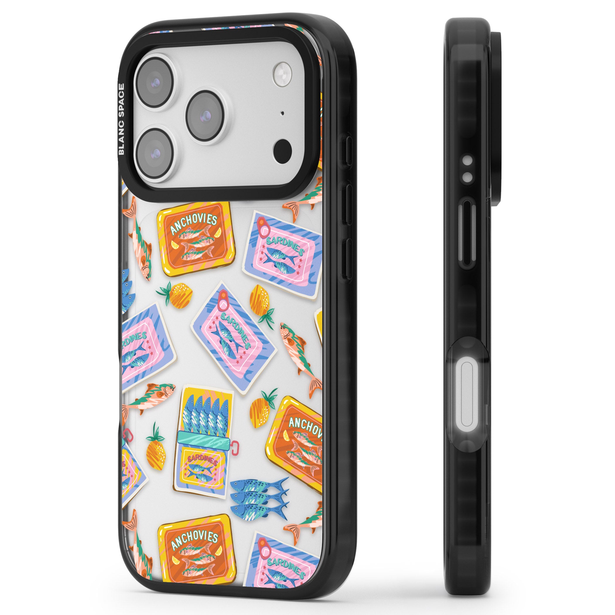 Sardines & Anchovies iPhone 17 Pro Max Impact Black Phone Case Side Profile