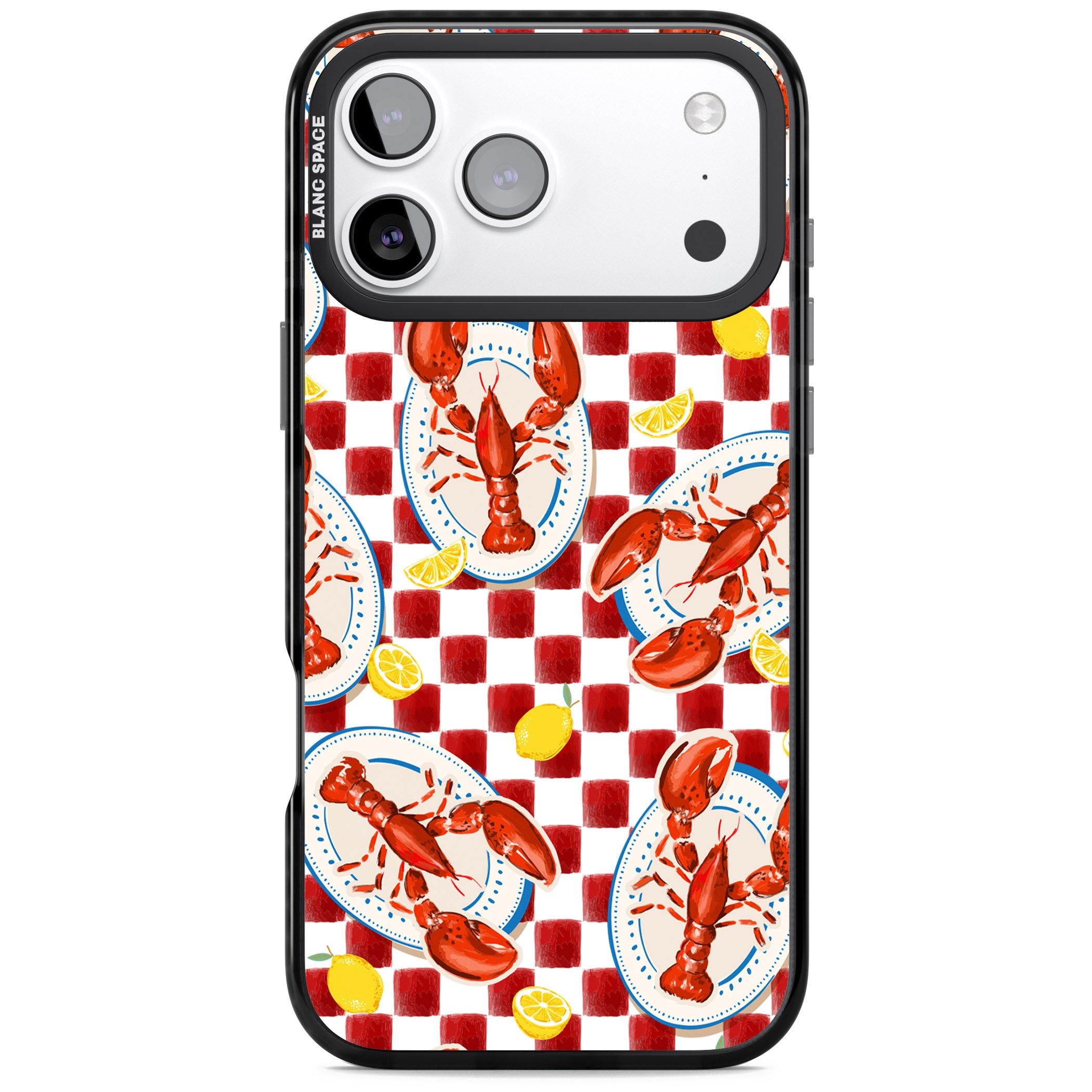 Red Lobster Checkered iPhone 17 Pro Max Impact Black Phone Case