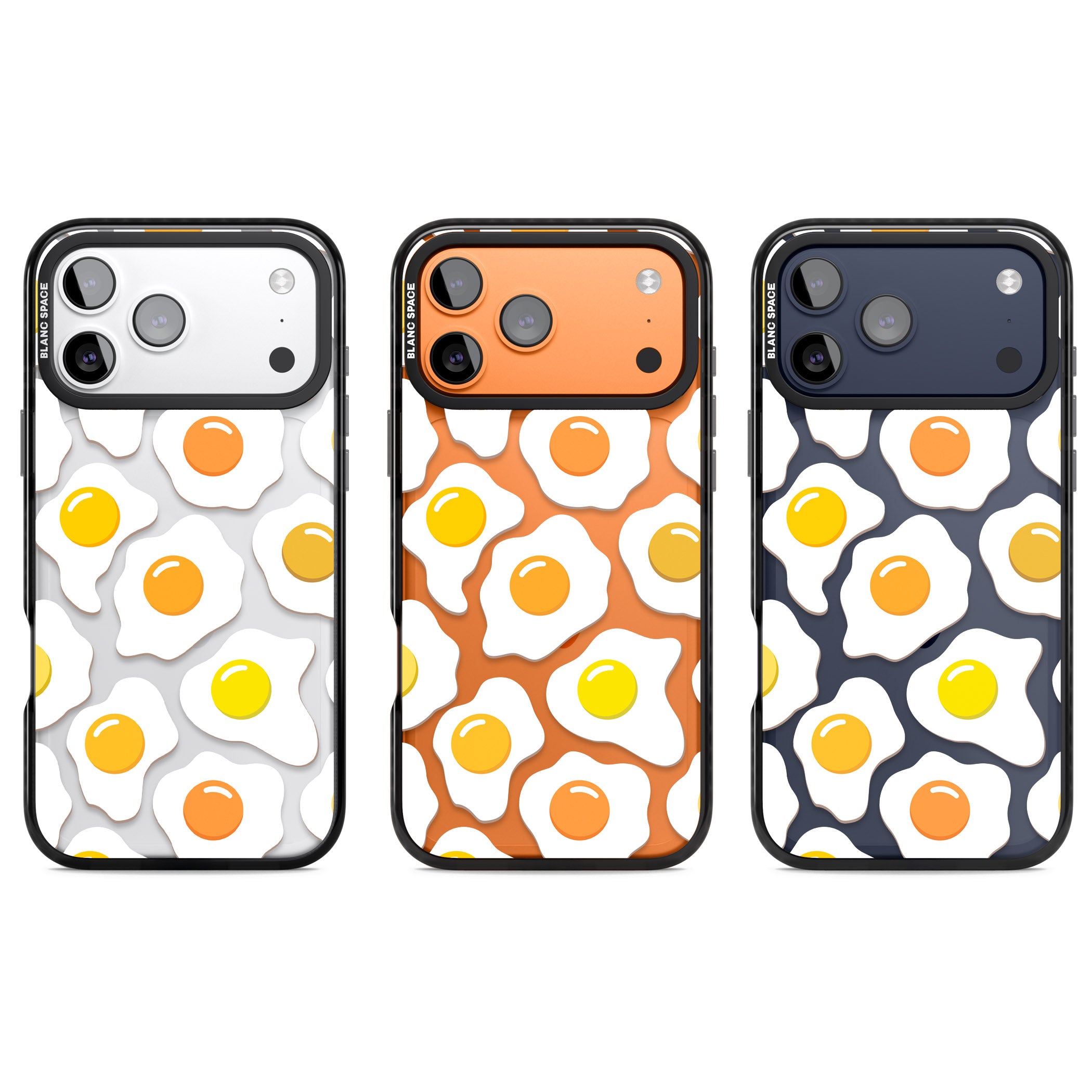 Fried Egg Pattern iPhone 17 Pro Impact Black Phone Case APT Impact Protection