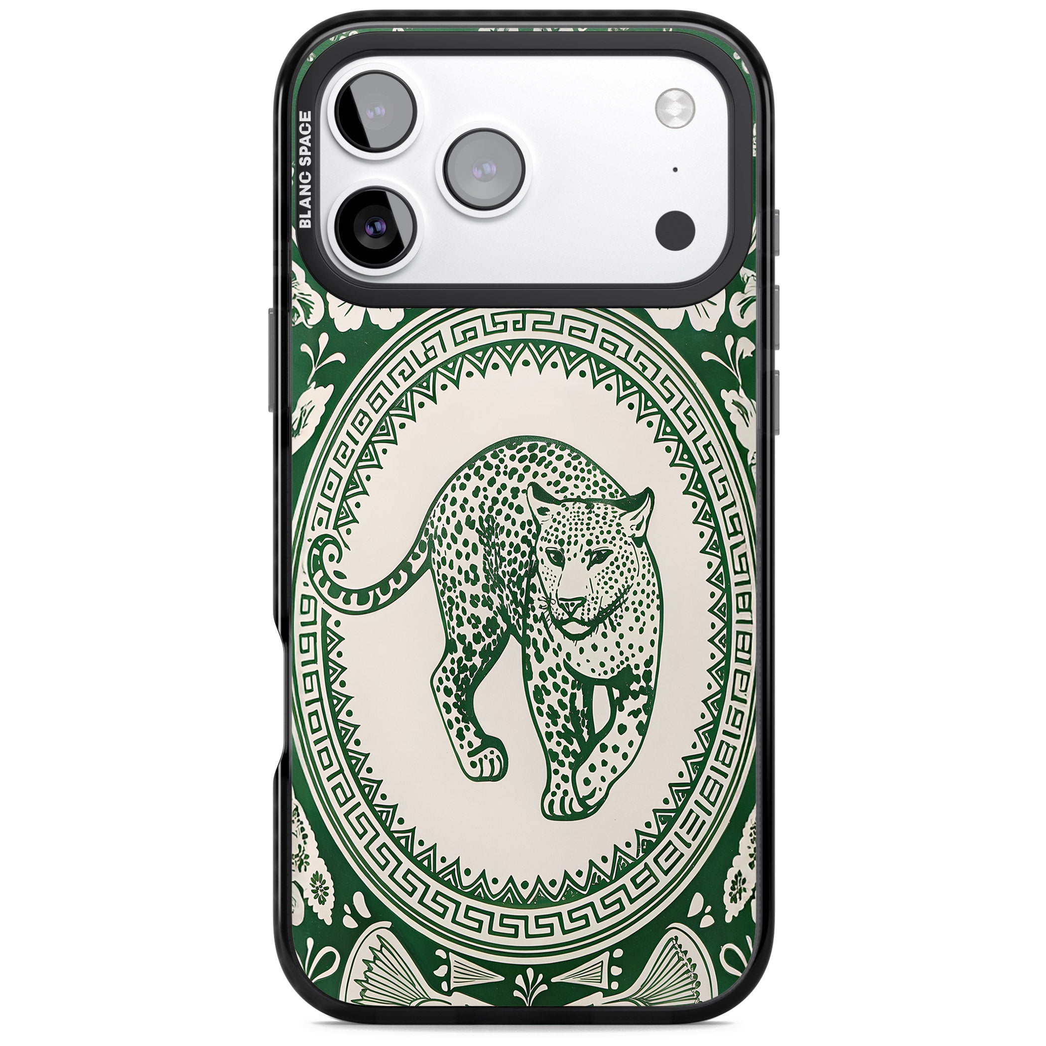 Green Leopard iPhone 17 Pro Max Impact Black Phone Case