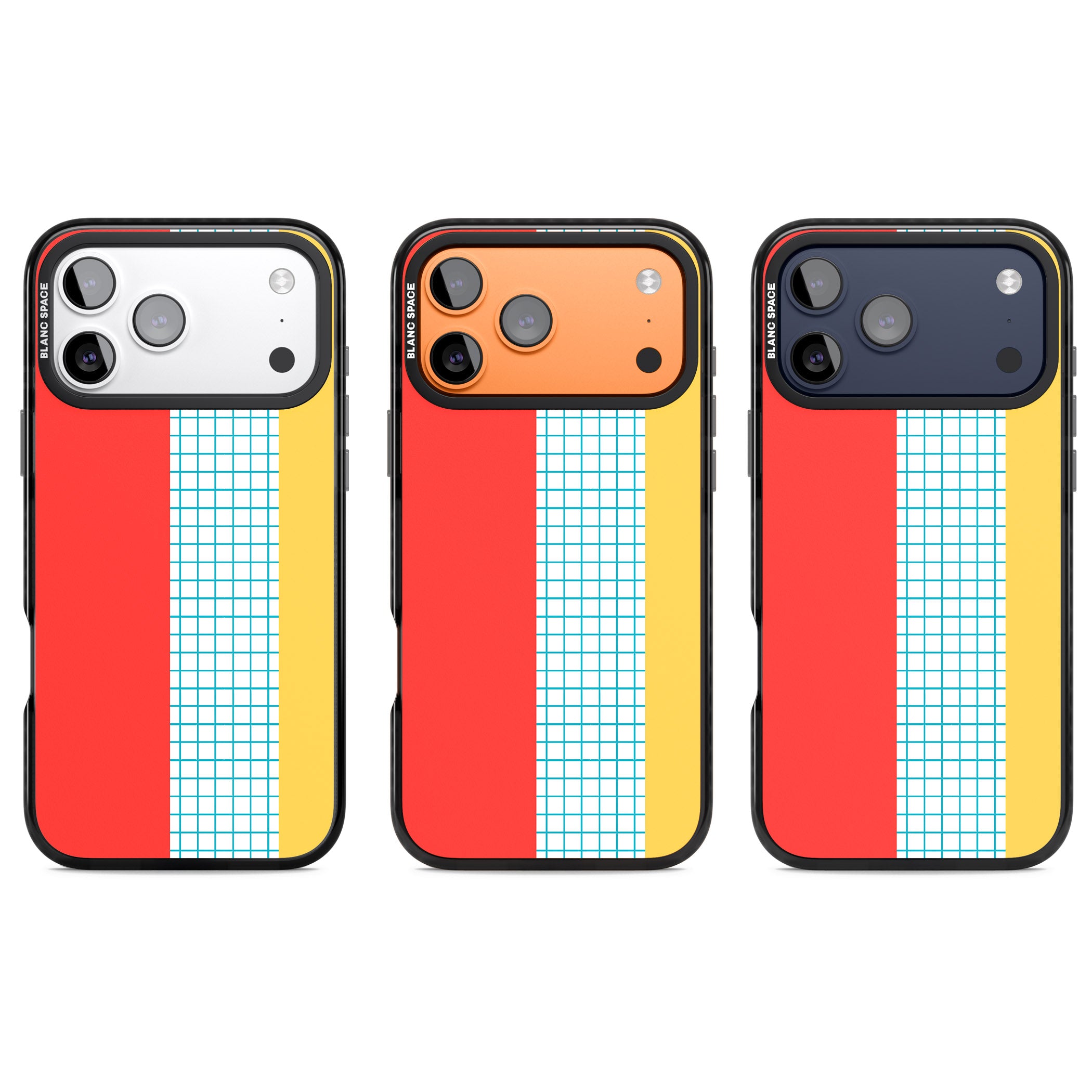 Abstract Grid Red, Blue, Yellow iPhone 17 Pro Impact Black Phone Case APT Impact Protection