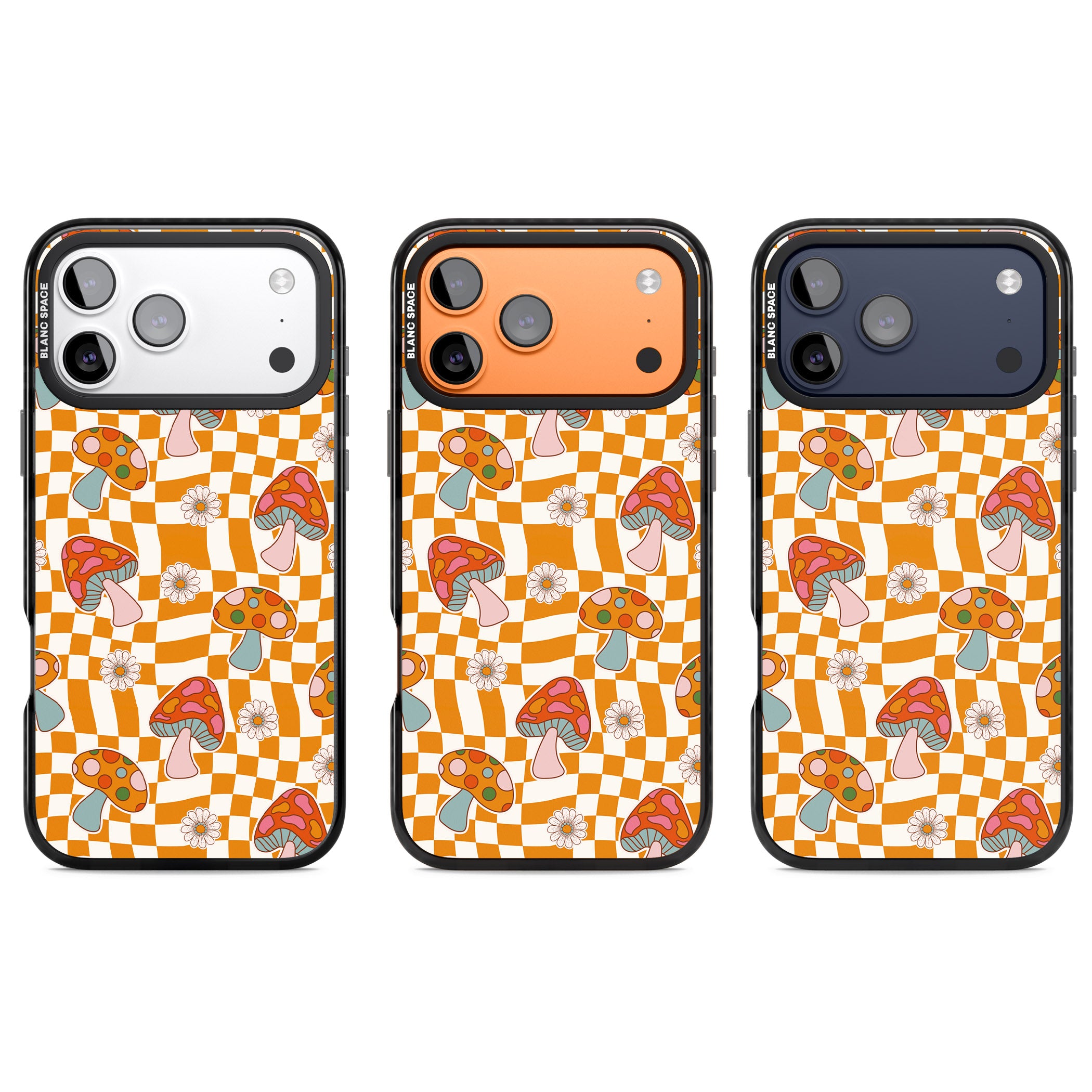 Wavy Checked Shrooms iPhone 17 Pro Impact Black Phone Case APT Impact Protection