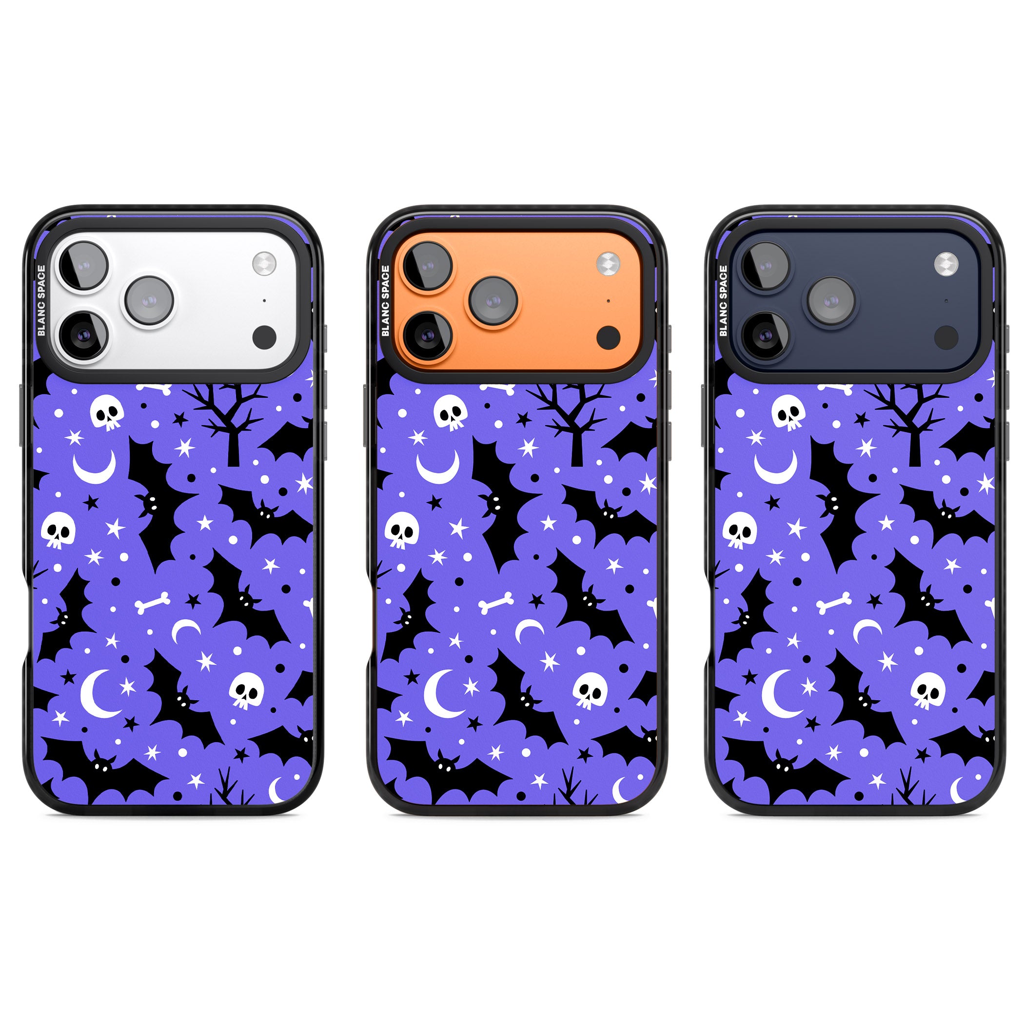 Bats N' Bones Pattern iPhone 17 Pro Impact Black Phone Case APT Impact Protection