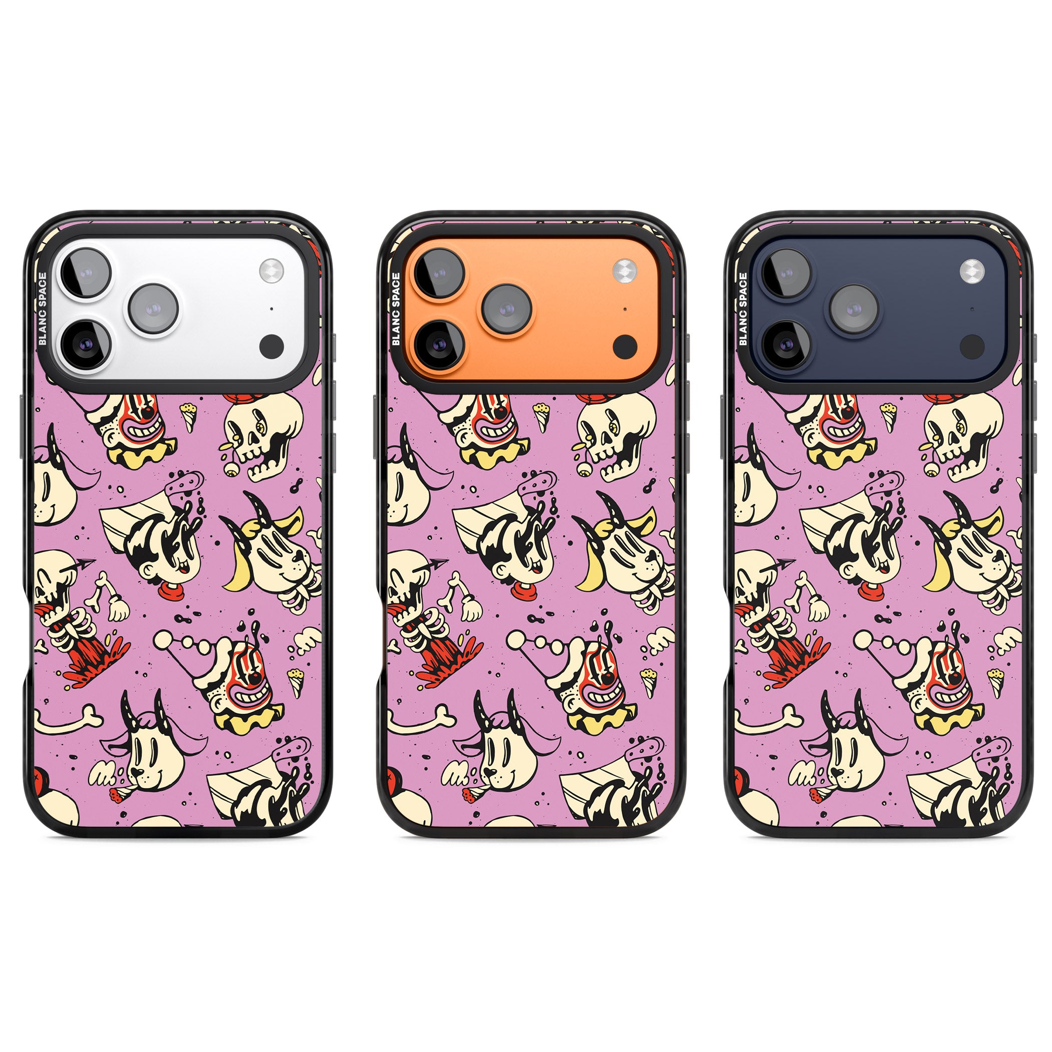 Purple Retro Halloween Pattern iPhone 17 Pro Impact Black Phone Case APT Impact Protection