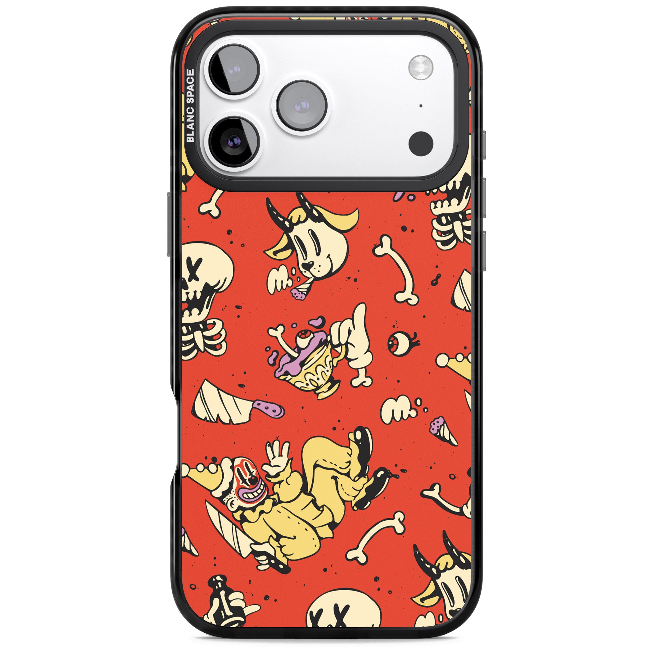Red Retro Halloween Pattern iPhone 17 Pro Max Impact Black Phone Case