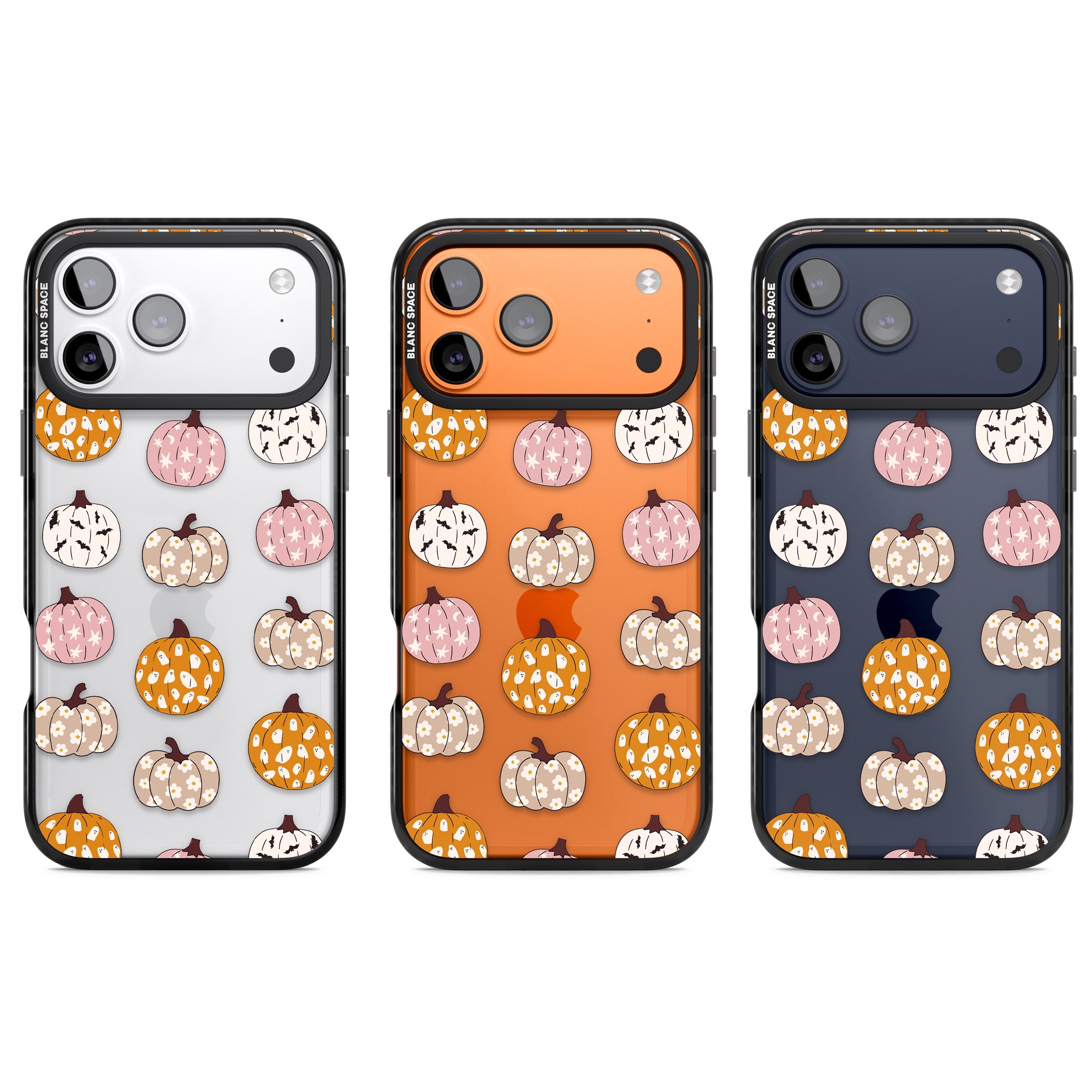Floral Pumpkins iPhone 17 Pro Impact Black Phone Case APT Impact Protection