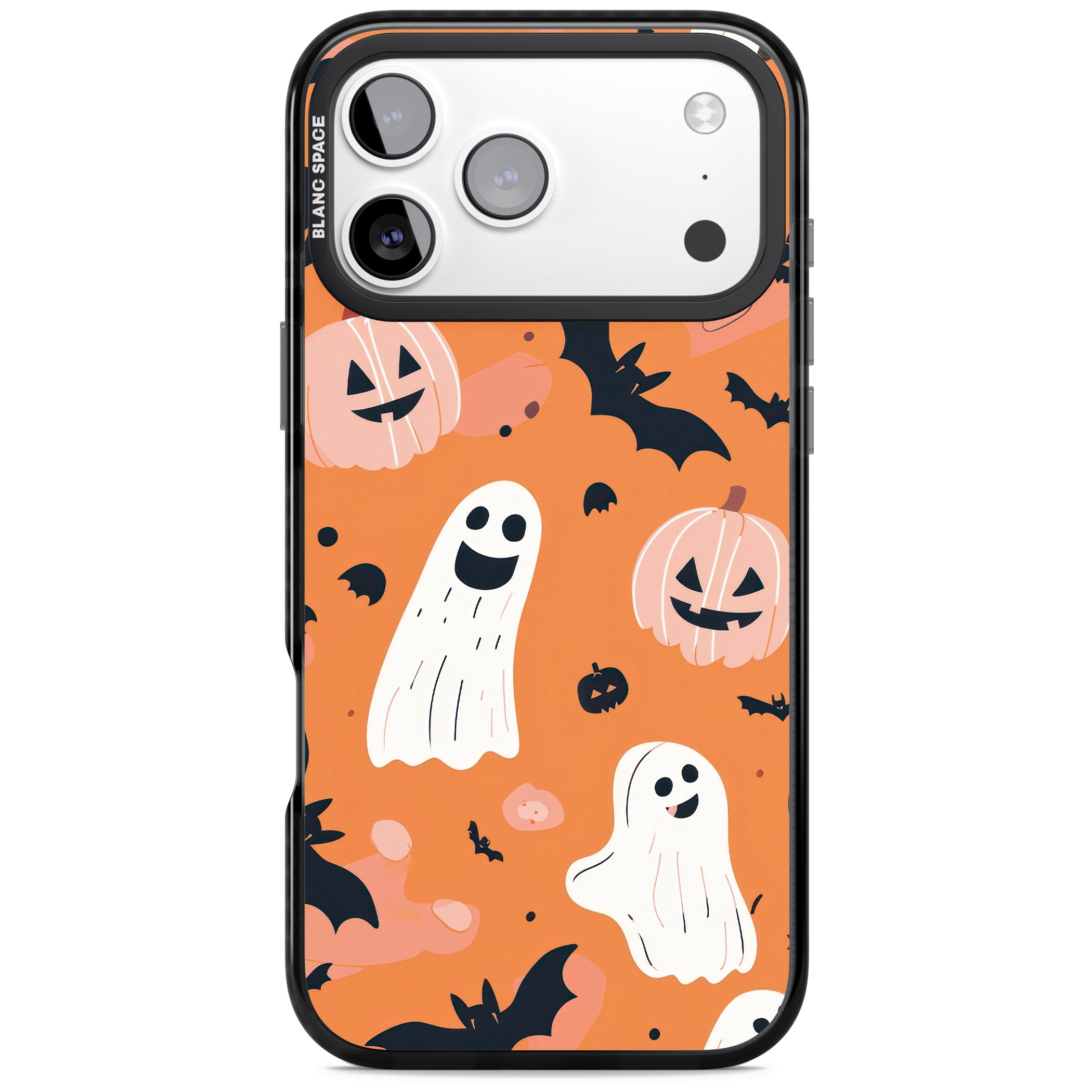Orange Halloween Pattern iPhone 17 Pro Max Impact Black Phone Case