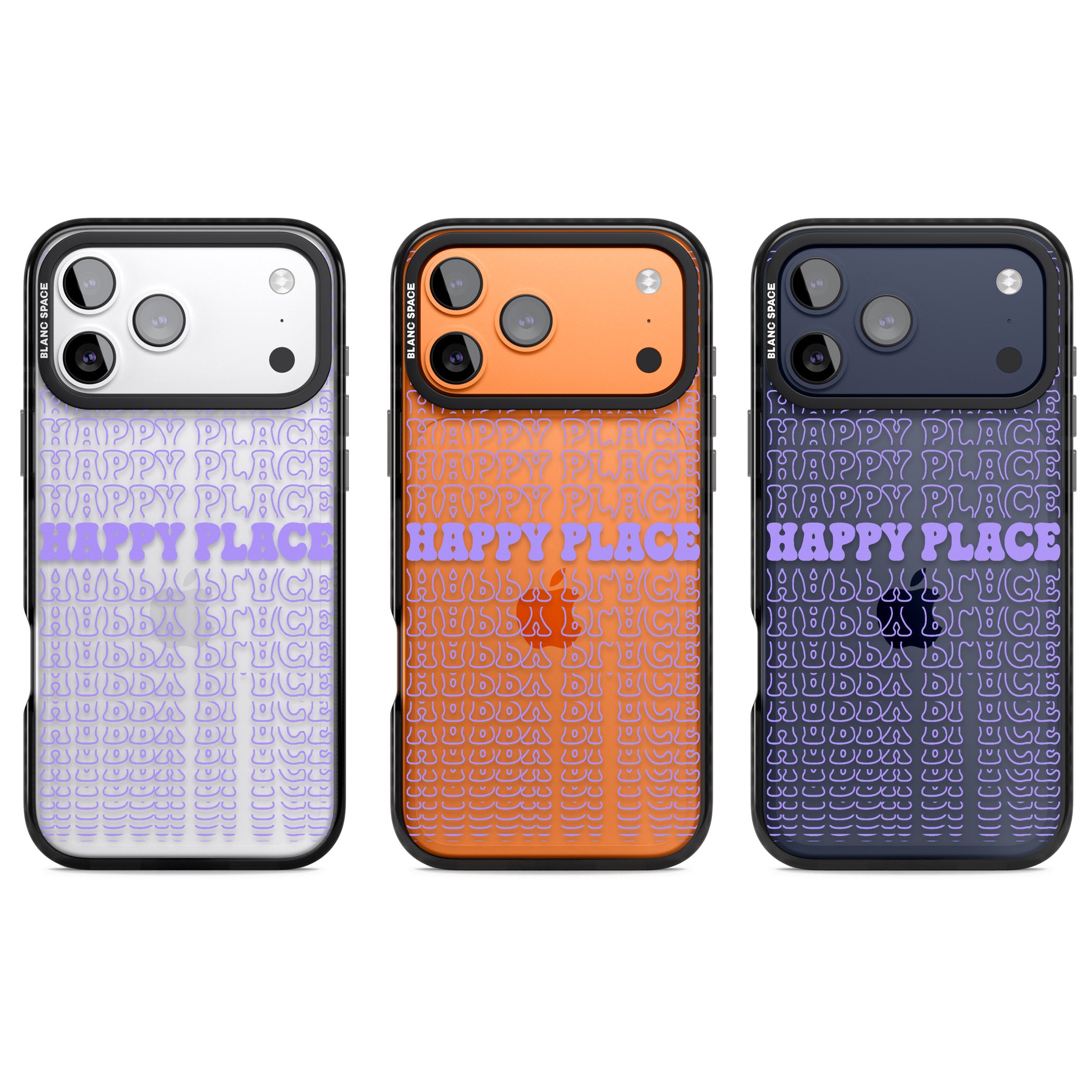 Happy Place (Purple) iPhone 17 Pro Impact Black Phone Case APT Impact Protection