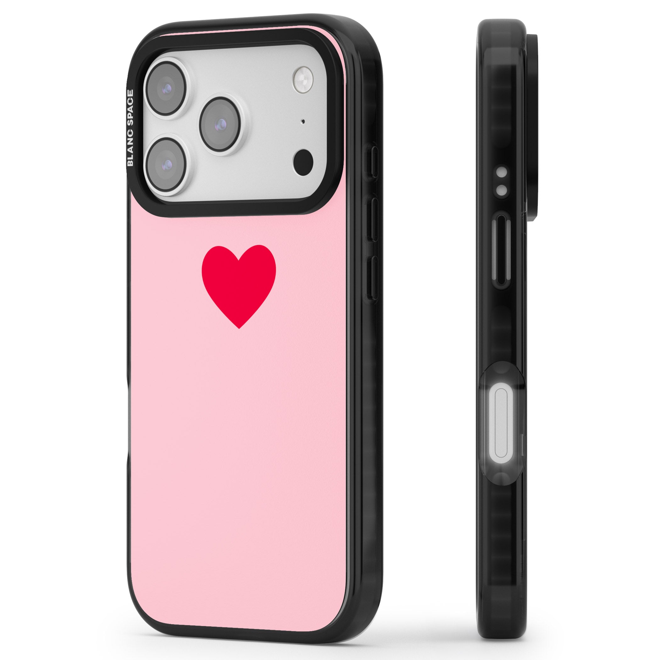 Red & Pink Heart iPhone 17 Pro Max Impact Black Phone Case Side Profile