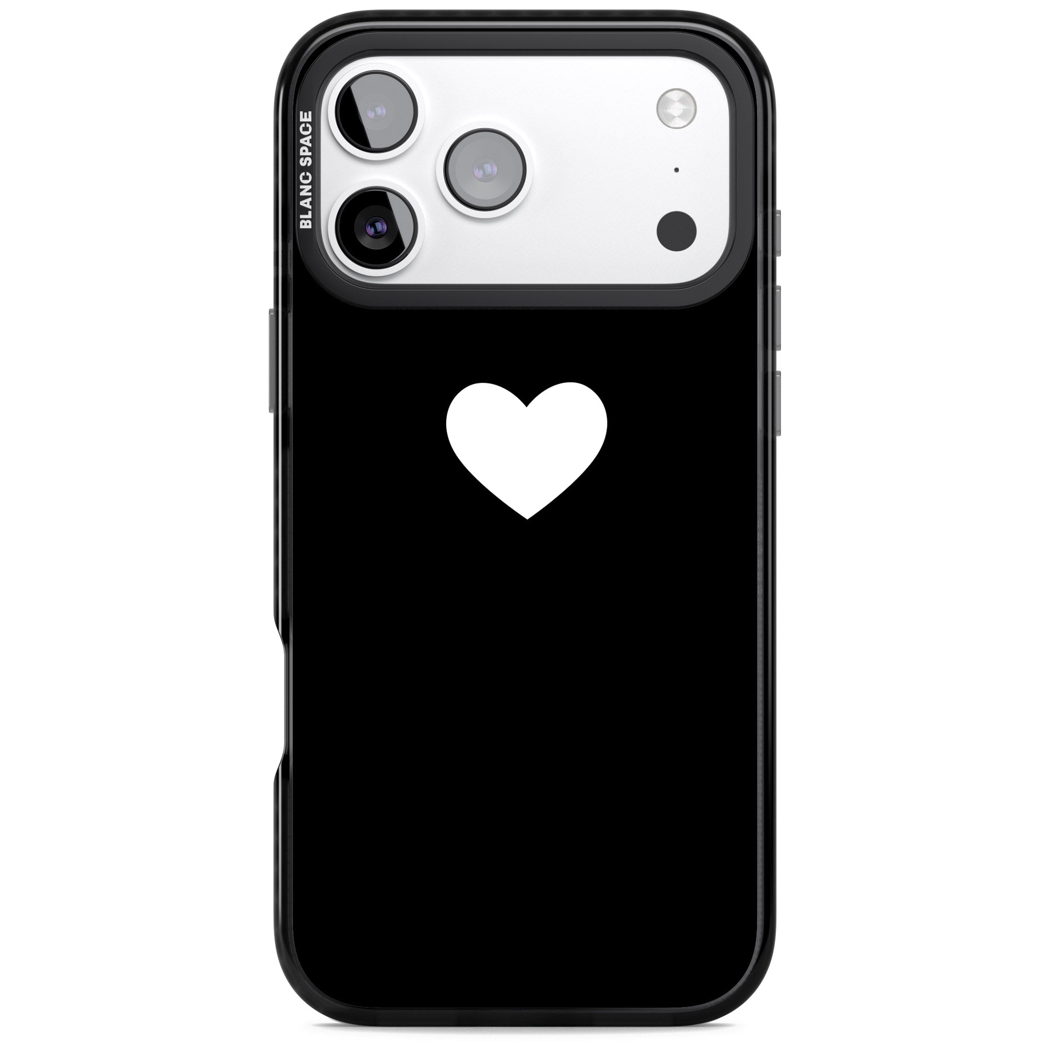 Single Heart Design: White & iPhone 17 Pro Max Impact Black Phone Case