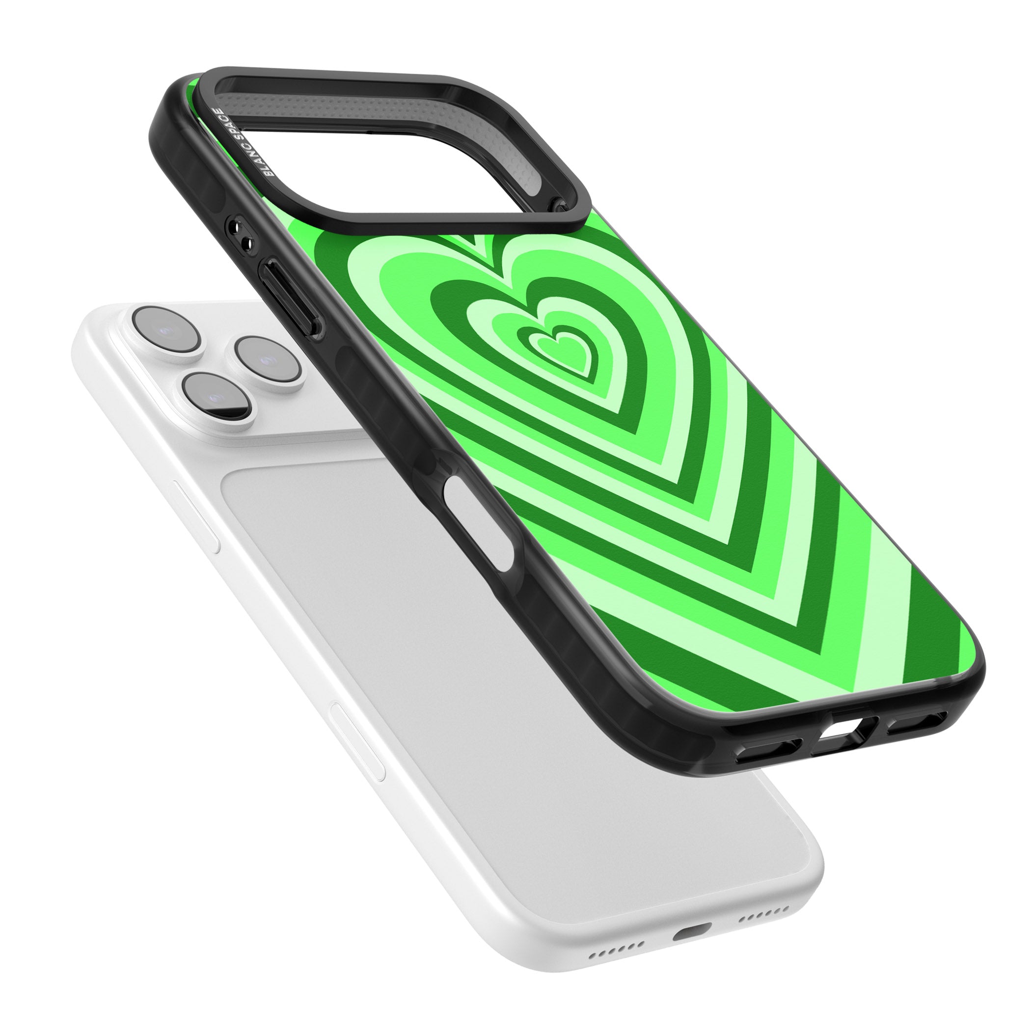 Green Heart Illusion iPhone 17 Pro Max Impact Black Phone Case Colours