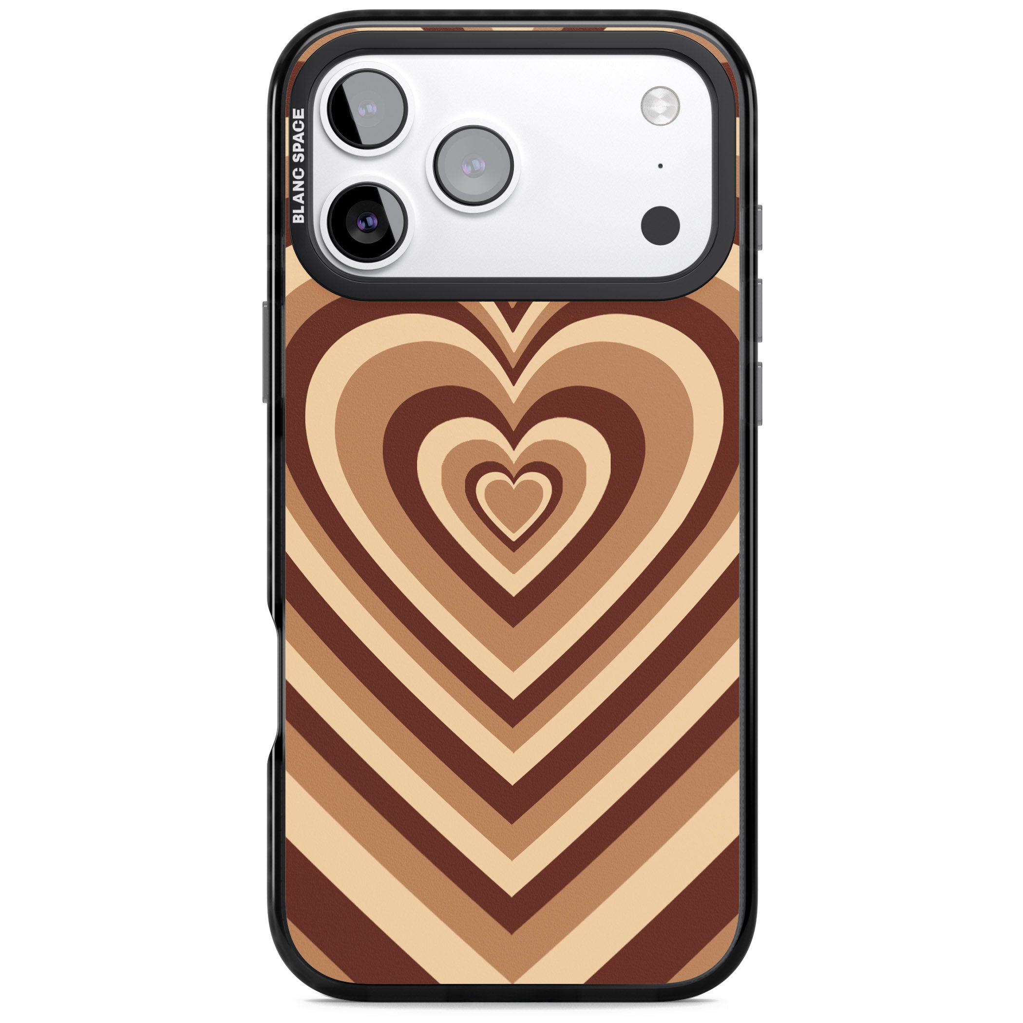 Latte Heart Illusion iPhone 17 Pro Max Impact Black Phone Case