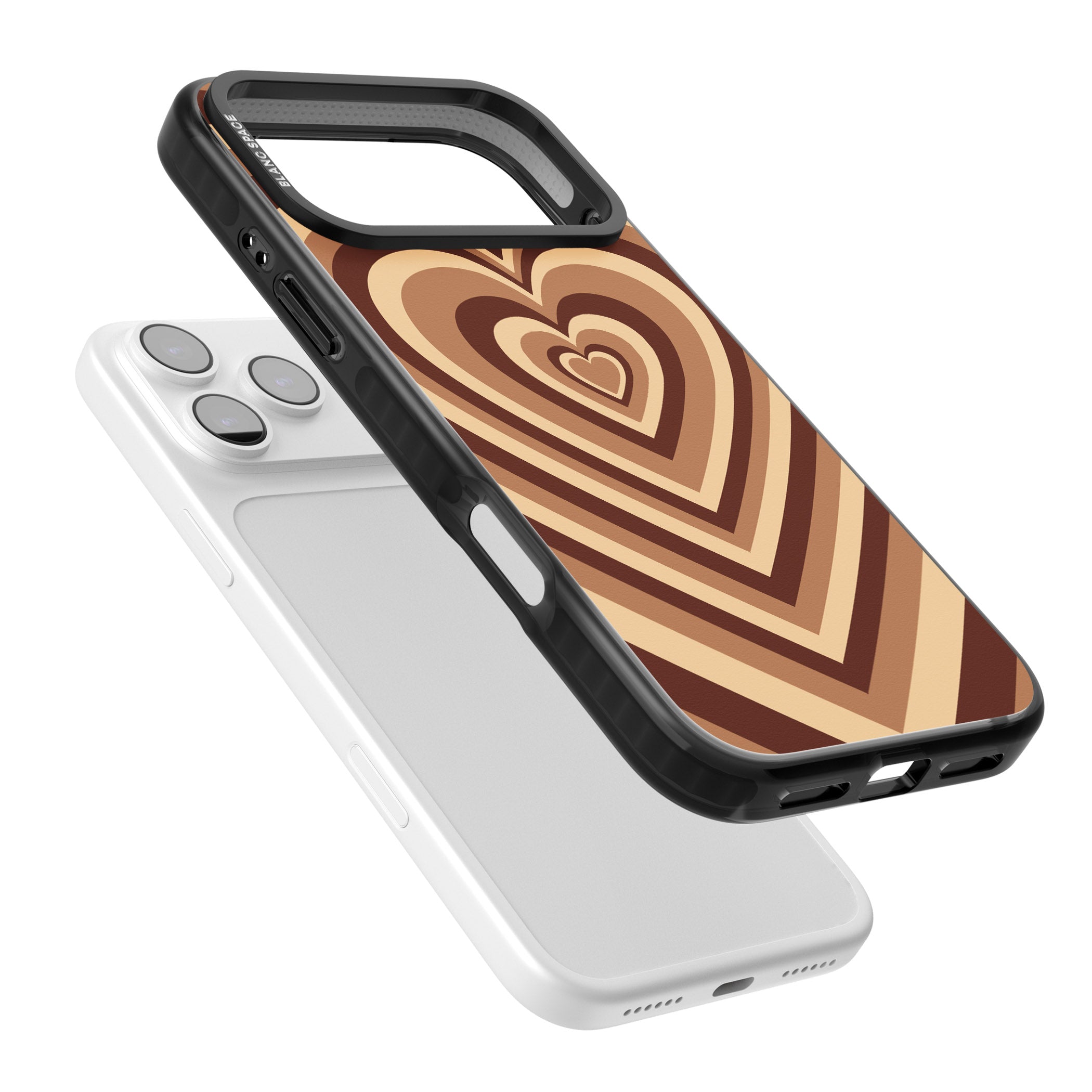 Latte Heart Illusion iPhone 17 Pro Max Impact Black Phone Case Colours