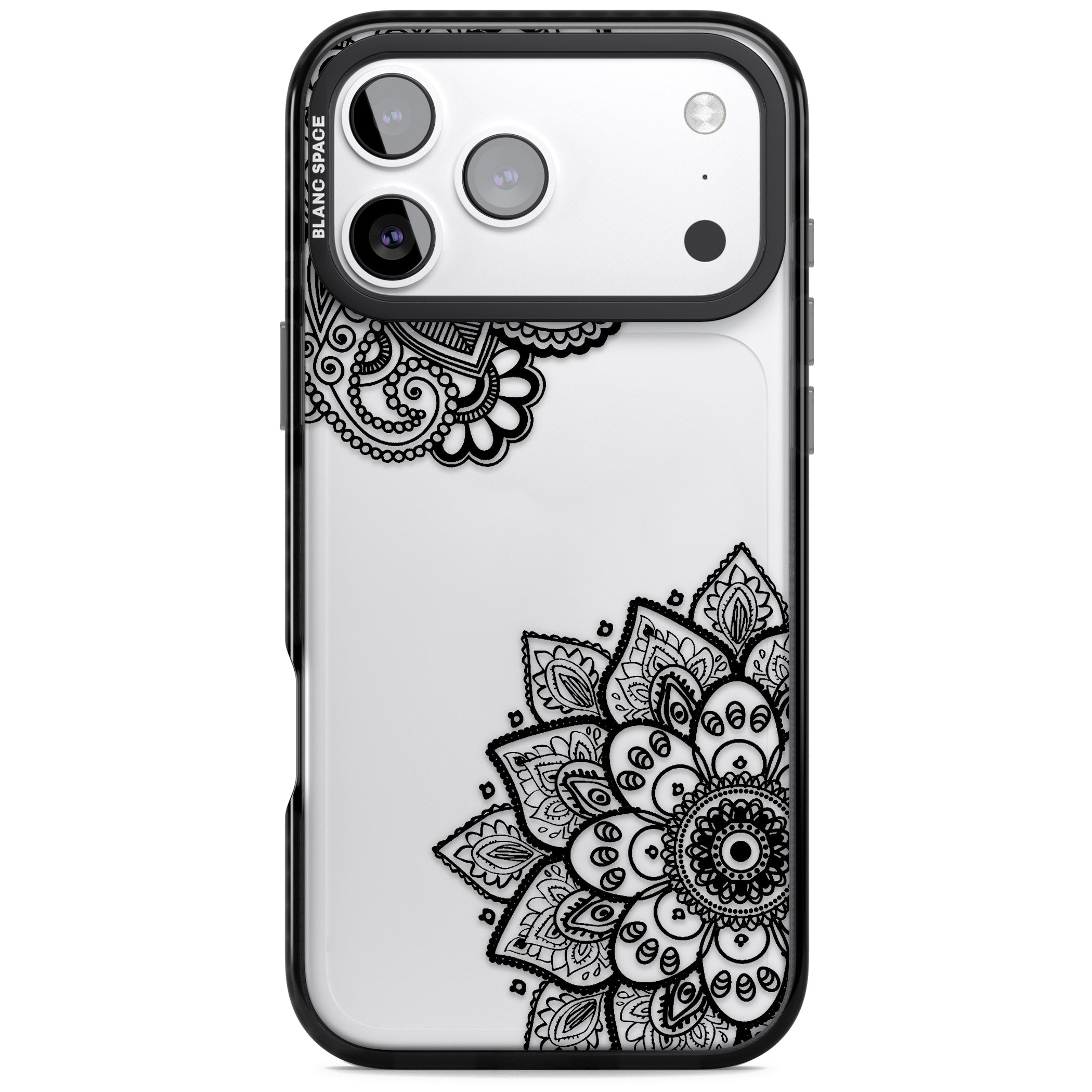Black Henna Florals iPhone 17 Pro Max Impact Black Phone Case