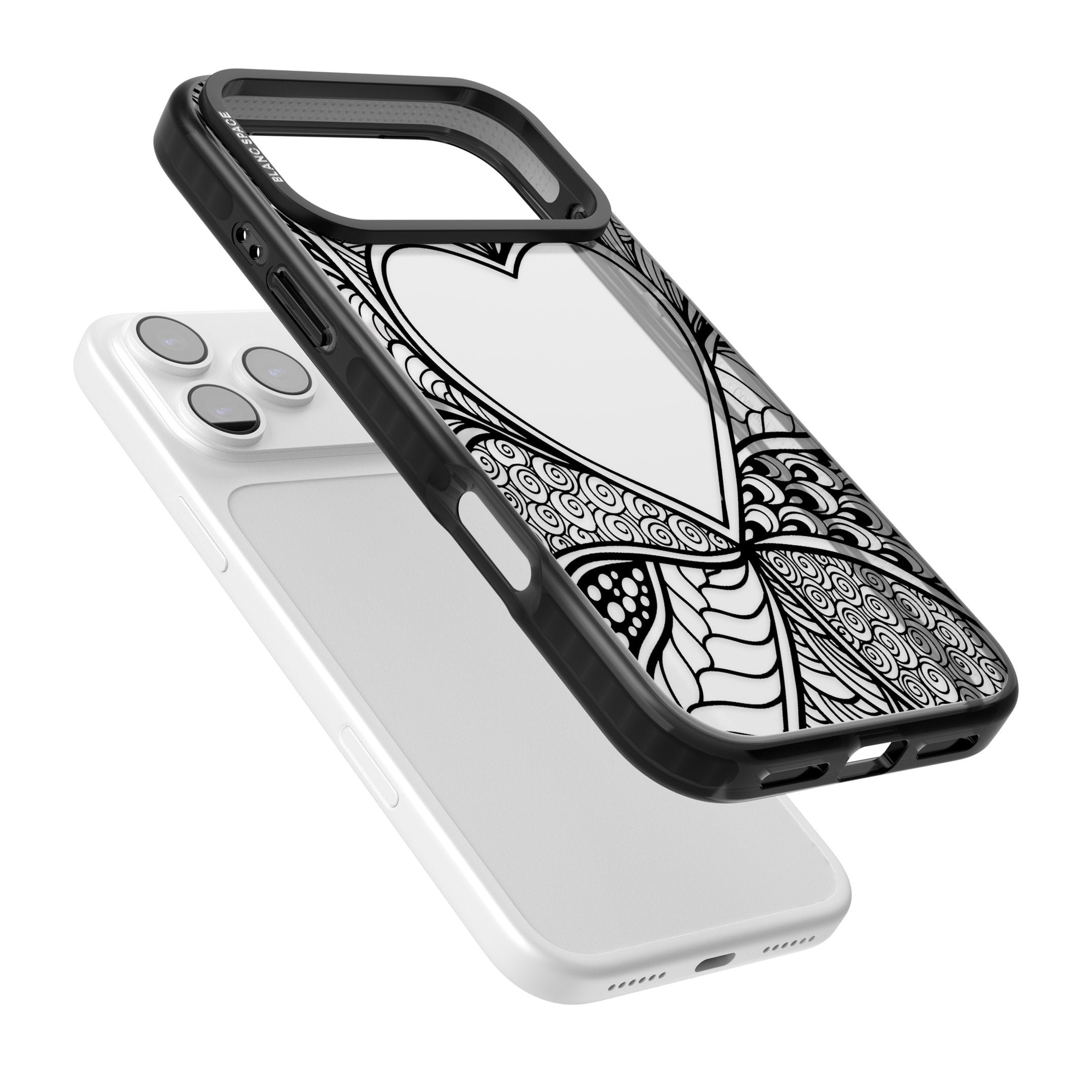Black Henna Heart iPhone 17 Pro Max Impact Black Phone Case Colours