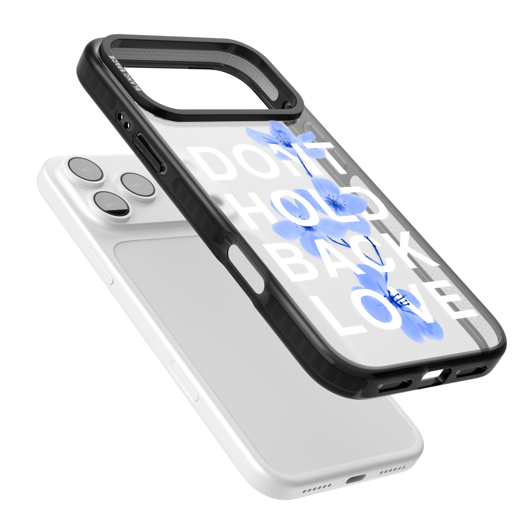 Don'T Hold Back Love Blue & White iPhone 17 Pro Max Impact Black Phone Case Colours