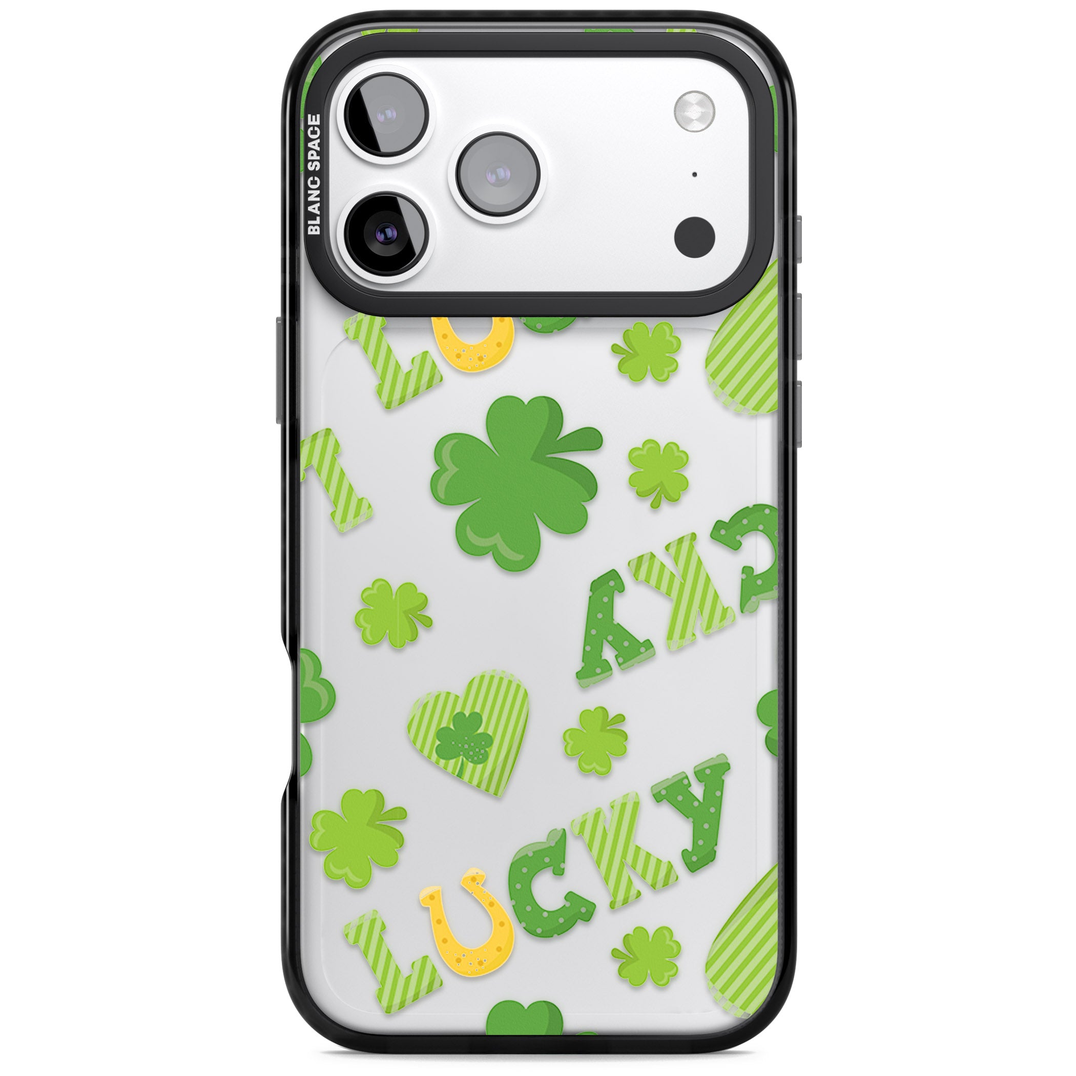 Lucky Irish Clover iPhone 17 Pro Impact Black Phone Case