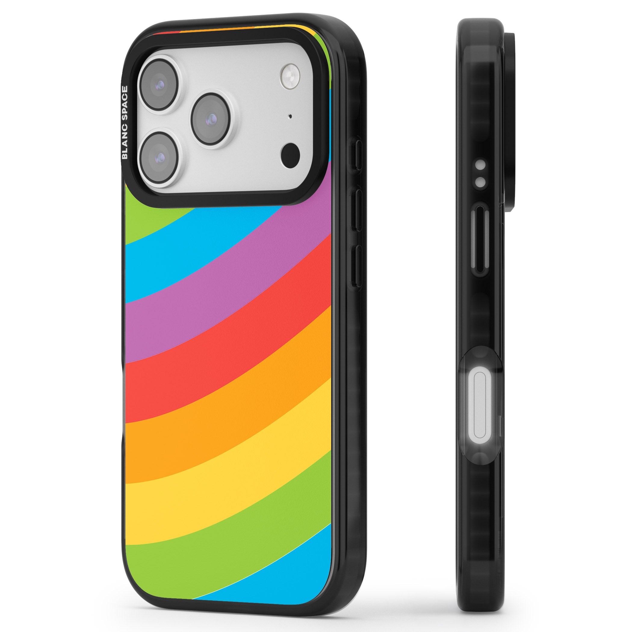 Lucky Rainbow iPhone 17 Pro Max Impact Black Phone Case Side Profile