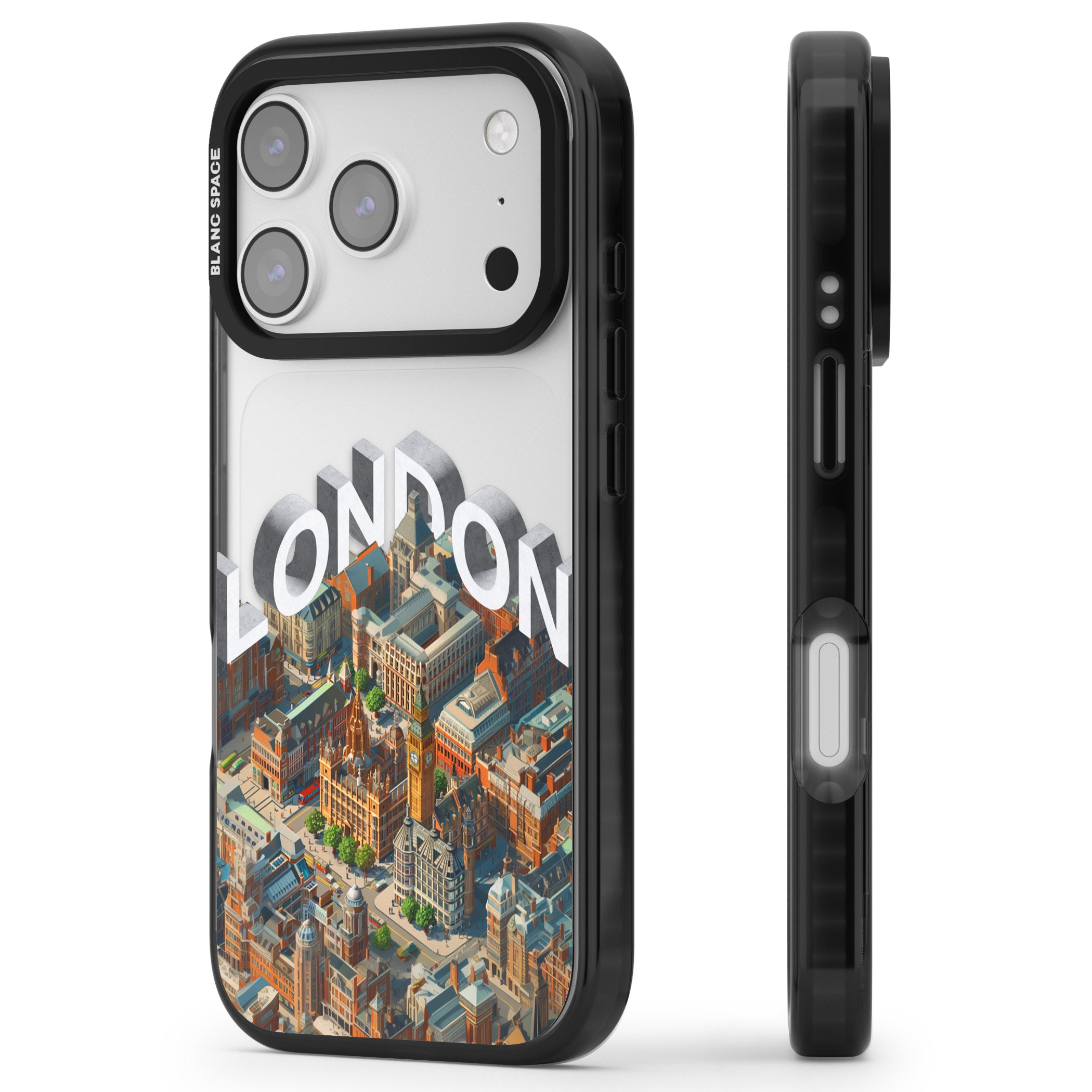 London iPhone 17 Pro Max Impact Black Phone Case Side Profile