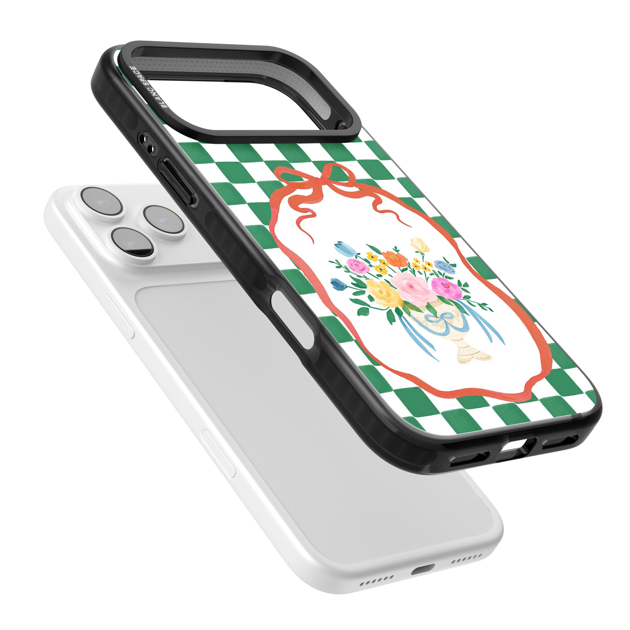 Green Checked Bouquet iPhone 17 Pro Impact Black Phone Case Colours