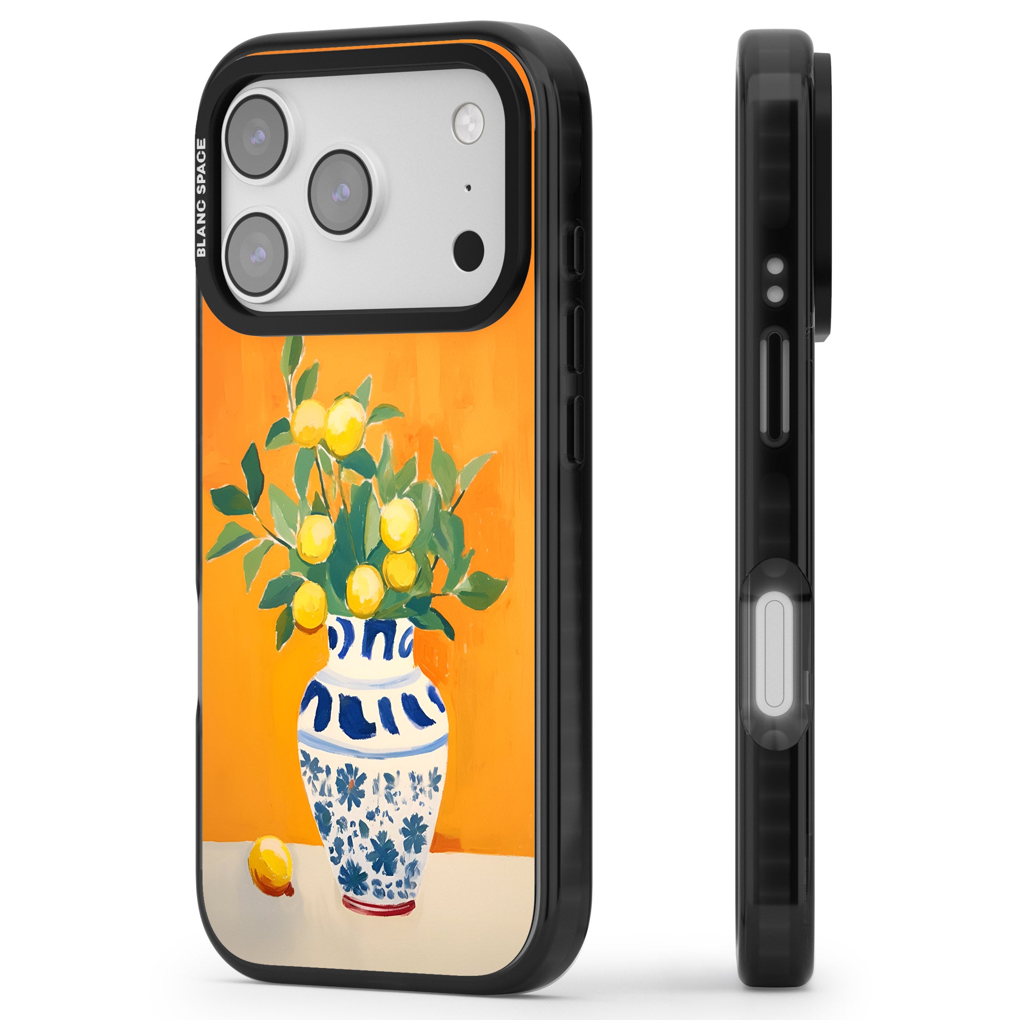 Lemon Vase iPhone 17 Pro Max Impact Black Phone Case Side Profile