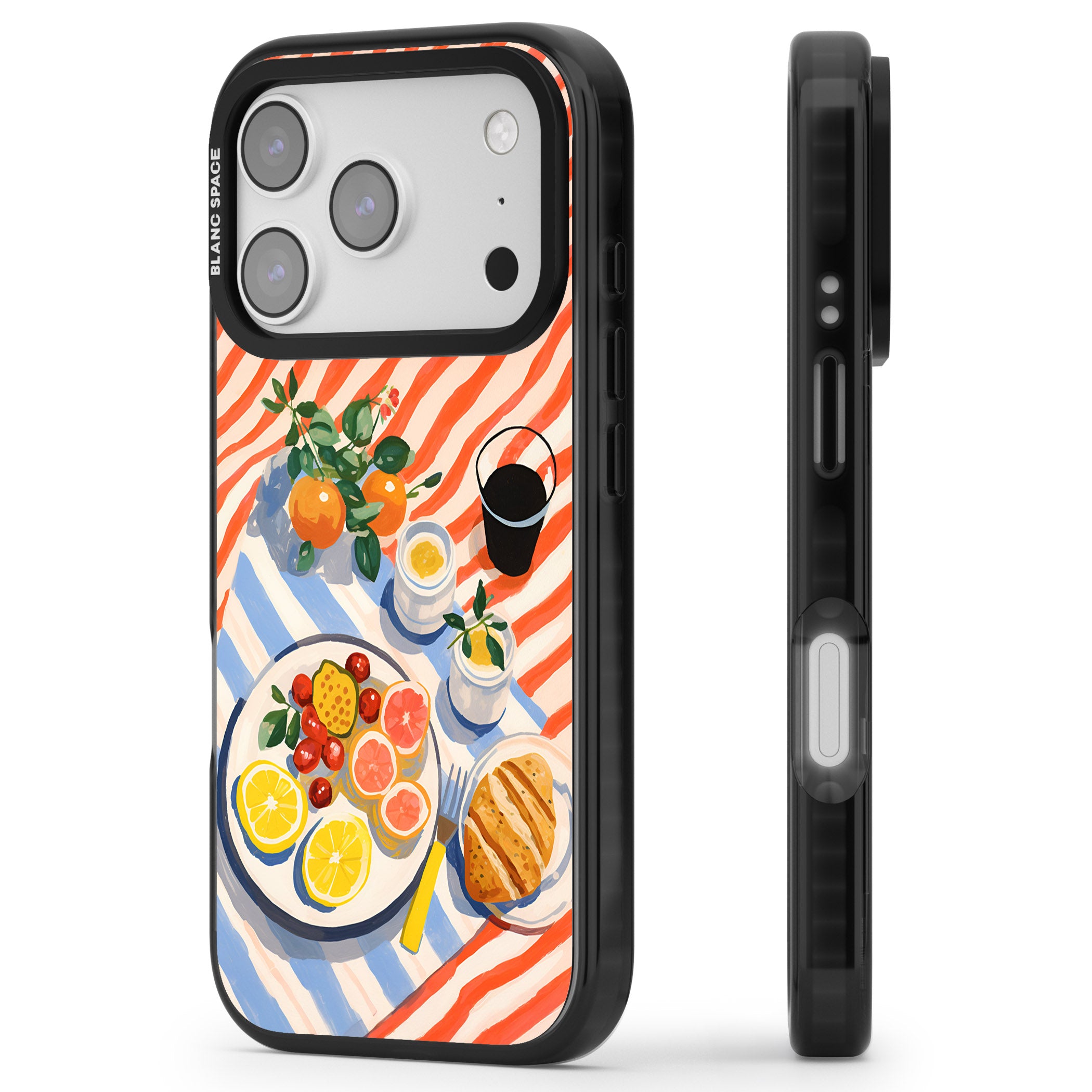 Citrus Picnic iPhone 17 Pro Max Impact Black Phone Case Side Profile