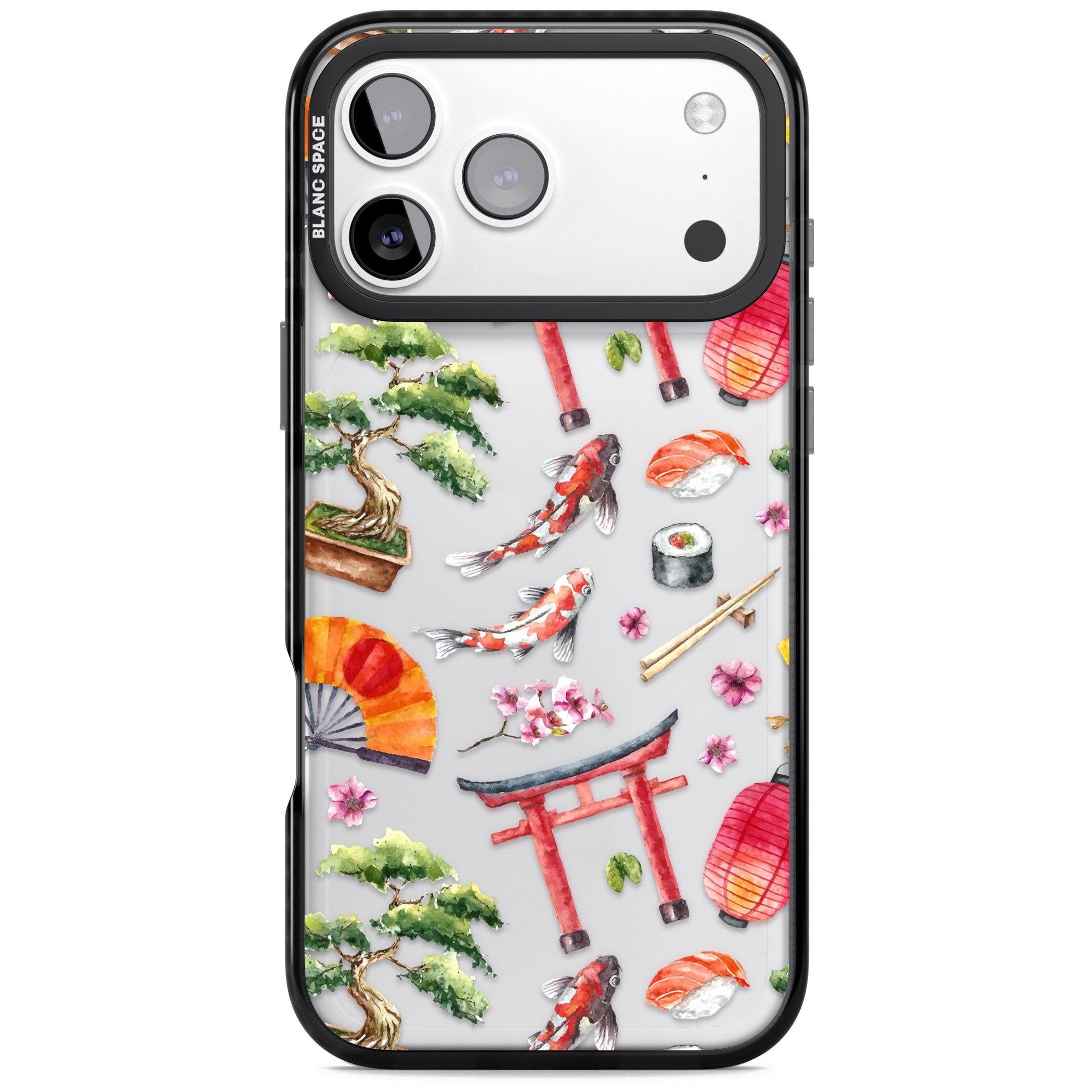 Japanese Watercolor iPhone 17 Pro Max Impact Black Phone Case
