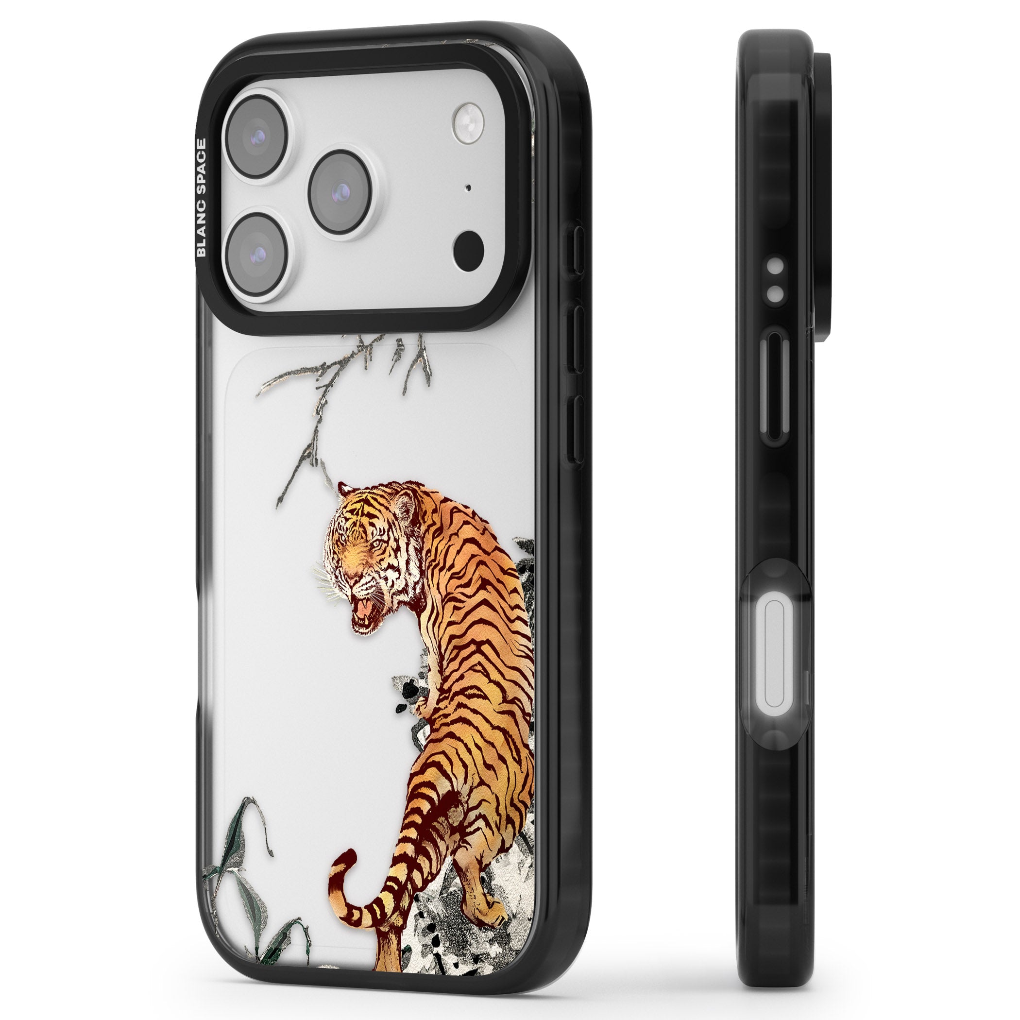 Roaring Tiger iPhone 17 Pro Max Impact Black Phone Case Side Profile