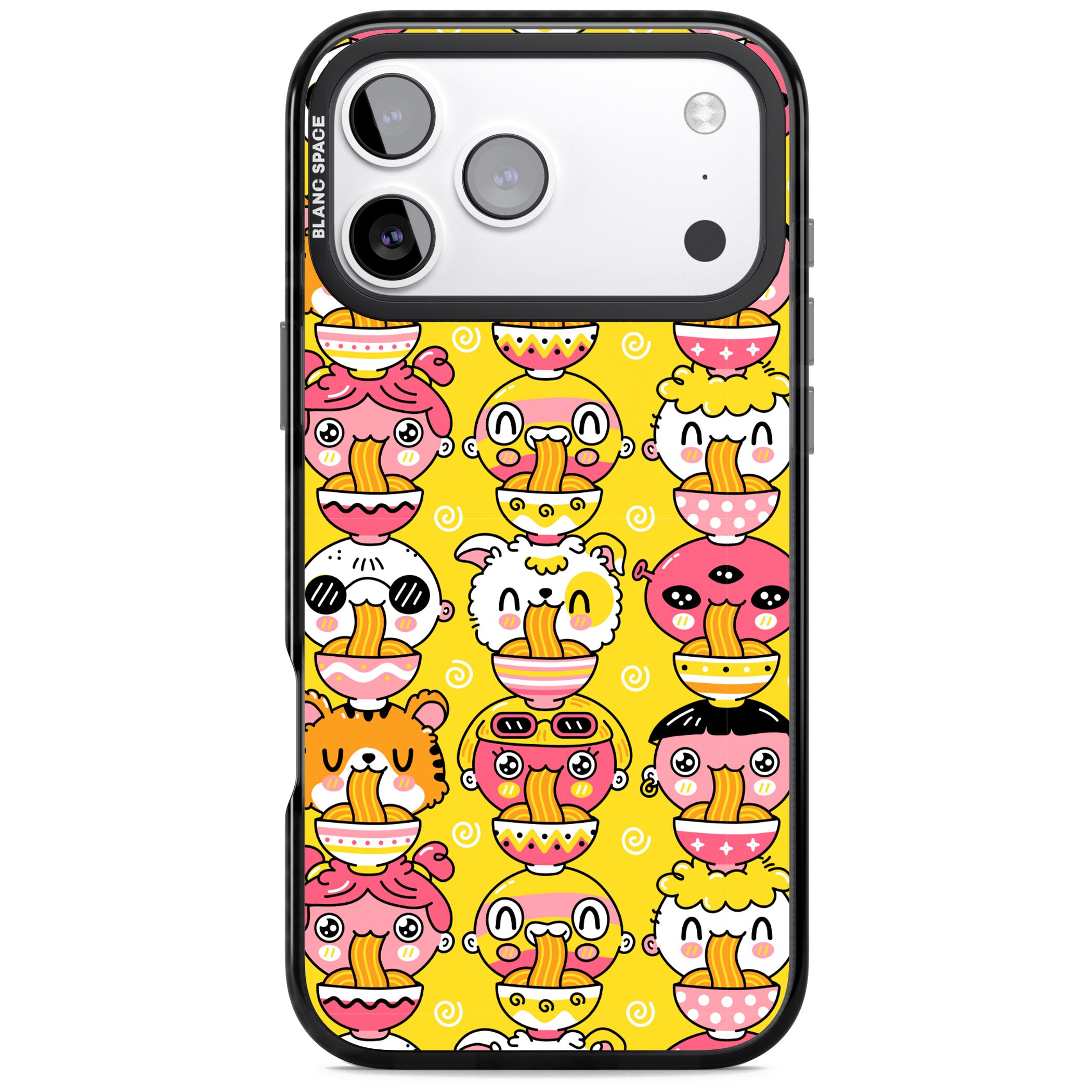 Ramen Noodle Kawaii Pattern iPhone 17 Pro Max Impact Black Phone Case