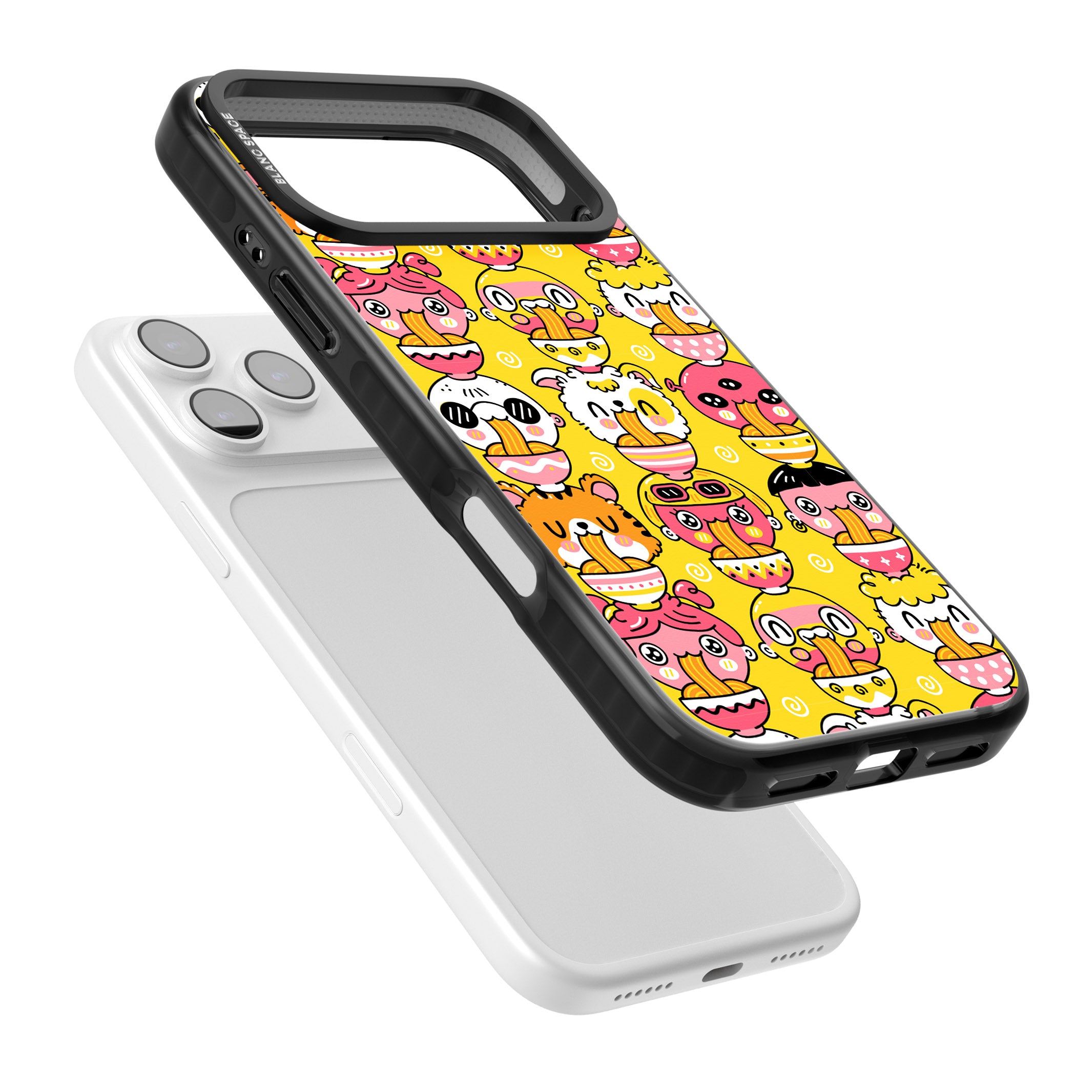 Ramen Noodle Kawaii Pattern iPhone 17 Pro Max Impact Black Phone Case Colours