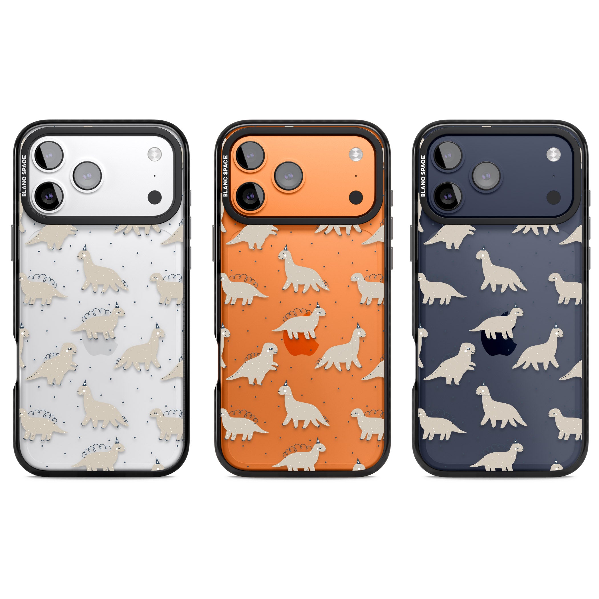 Adorable Dino Pattern iPhone 17 Pro Impact Black Phone Case APT Impact Protection